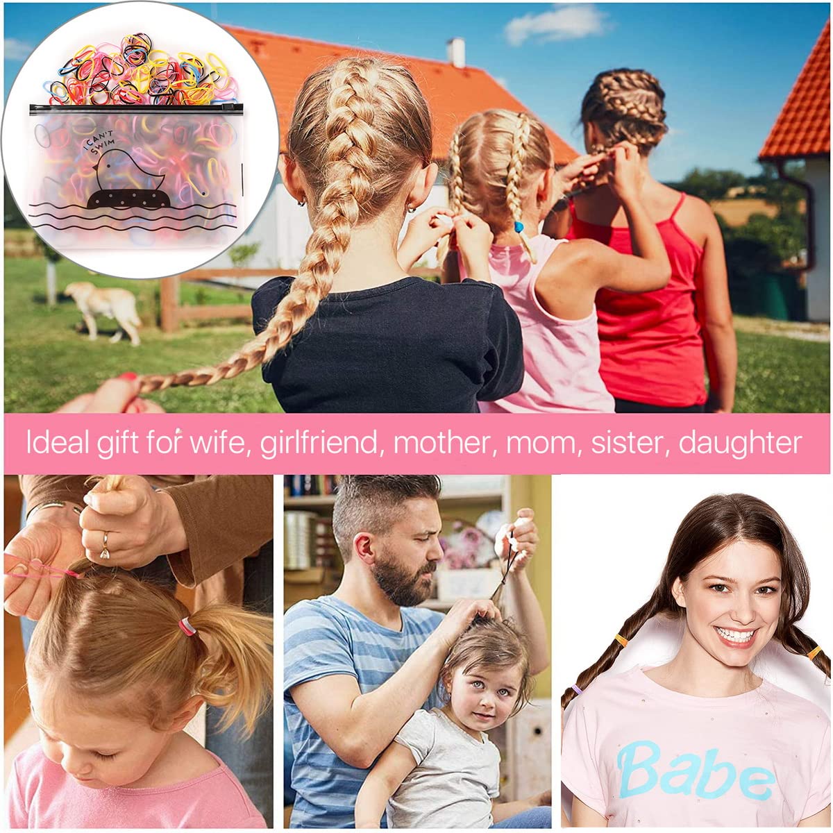 1000PCS Elastic Hair Ties Mini Rubber Bands - Colorful Disposable Hair Bands for Kids, Girls & Adults - Perfect for Braids, Ponytails & Daily Hair Styling