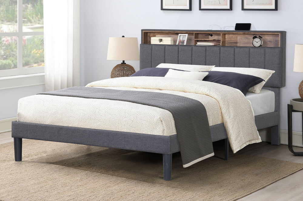 Beth 2178 Modern Platform Bed Frame - Queen Size Wooden Bed with Sturdy Slat Support | Perfect for Contemporary Bedrooms & Guest Rooms