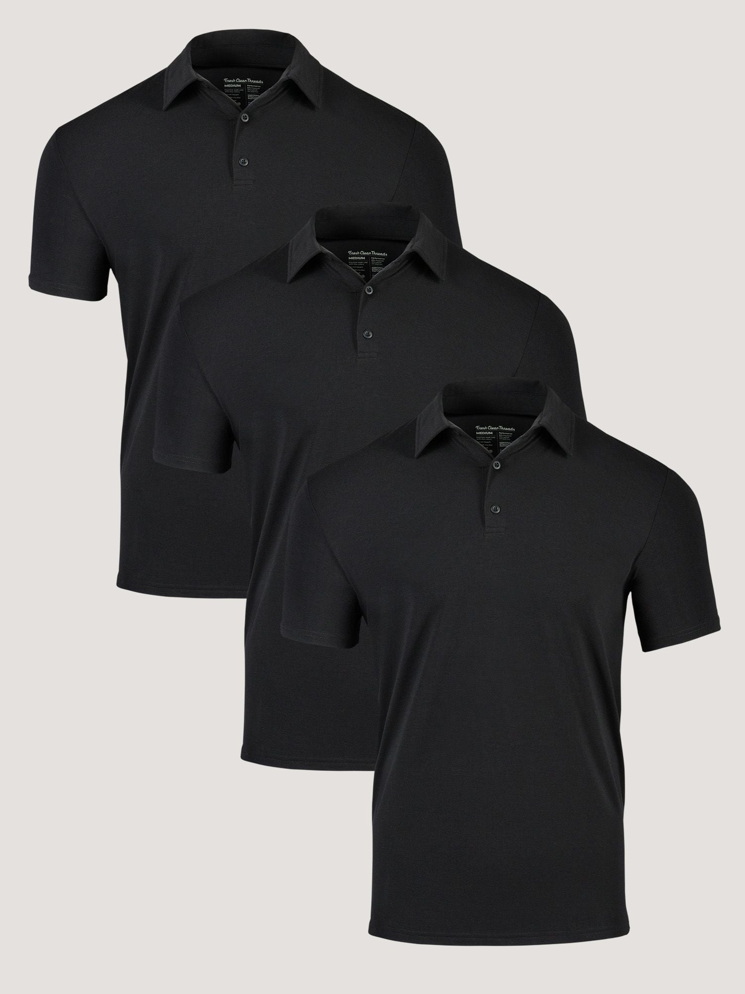 Premium All Black Performance Polo Shirts 3-Pack - Moisture-Wicking, Breathable & Comfortable for Golf, Work & Casual Wear