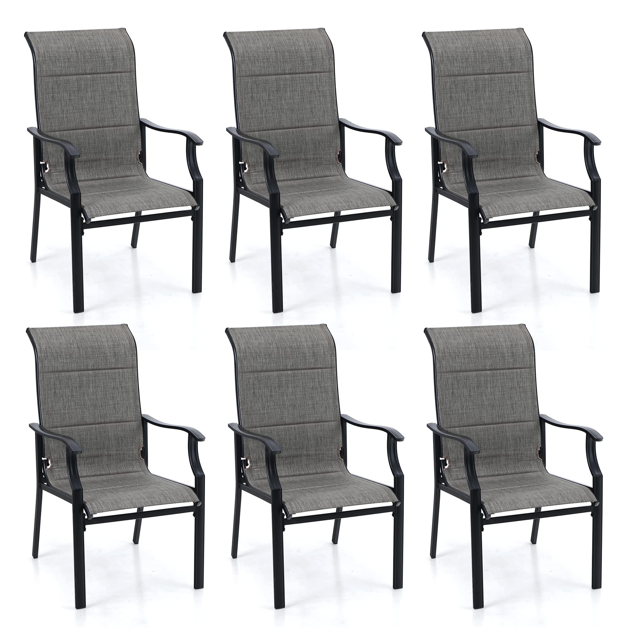 Sophia & William Outdoor Dining Chairs Set of 6 - High Back Textilene Patio Chairs with 350lb Weight Capacity - Quick Dry All Weather Furniture for Backyard, Garden, Poolside & Patio Dining