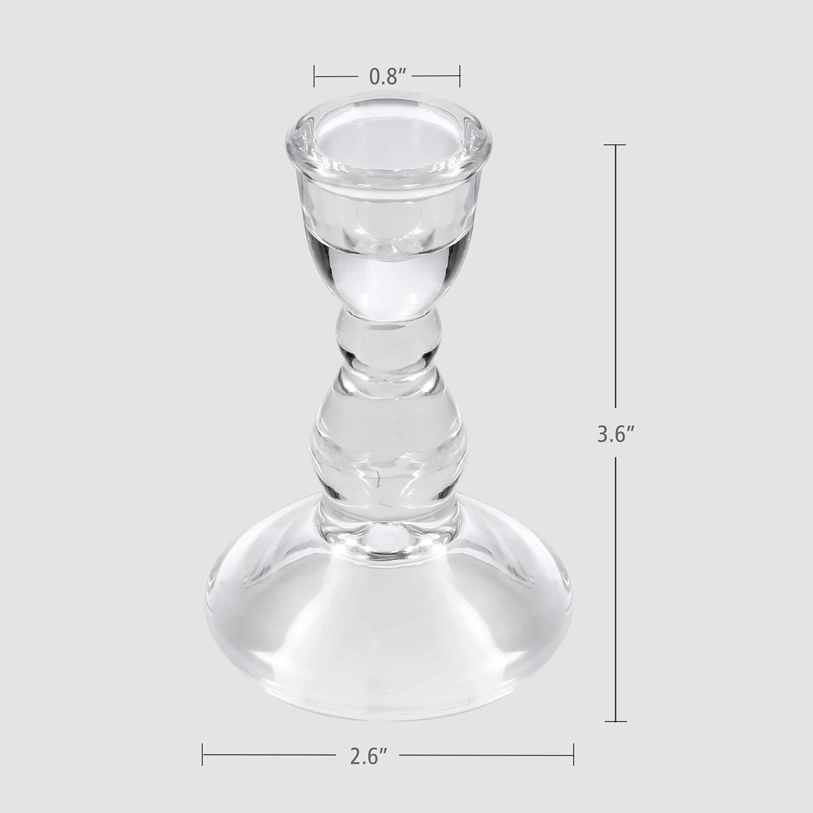 Clear Glass Taper Candle Holders Set of 3 - Wedding, Dining & Party Decor