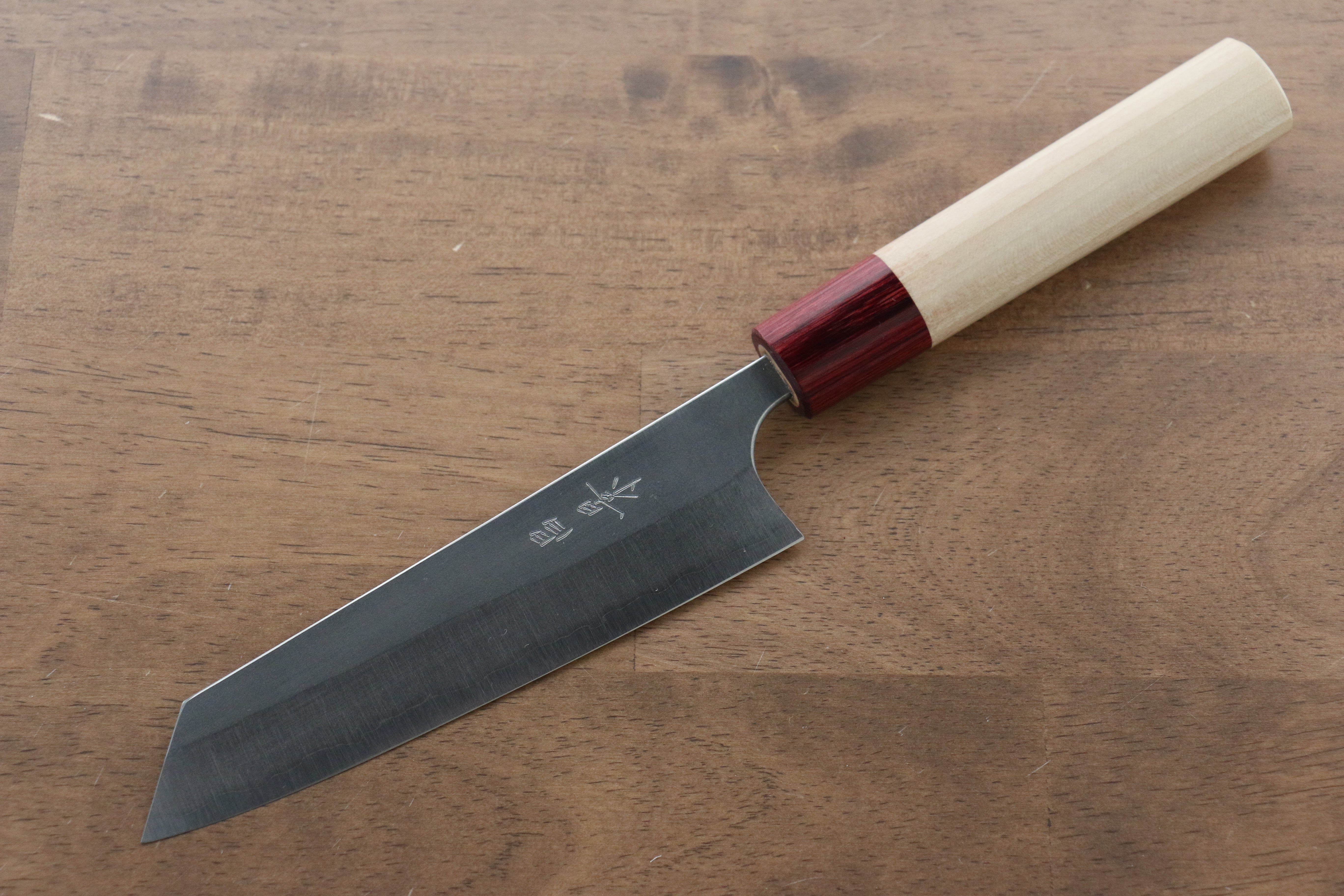 Masakage Yuki White Steel No.2 Nashiji Small Bunka Knife 130mm with Magnolia Handle - Japanese Chef Knife for Precision Slicing, Dicing & Vegetable Prep