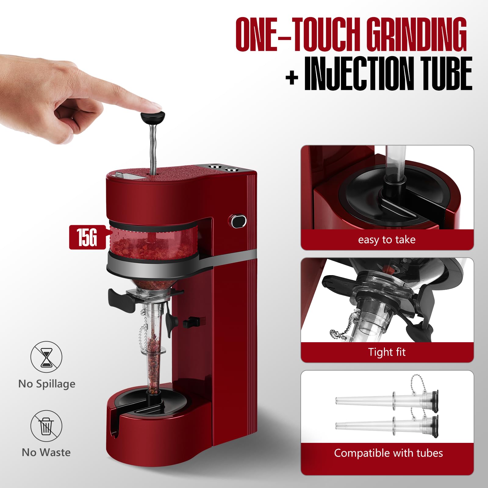 Electric Herb Grinder with 1800mAh Battery - 500g Large Capacity Kitchen Grinder with Storage Box (Red) - Perfect for Grinding Spices, Coffee Beans & Herbs at Home or On-the-Go