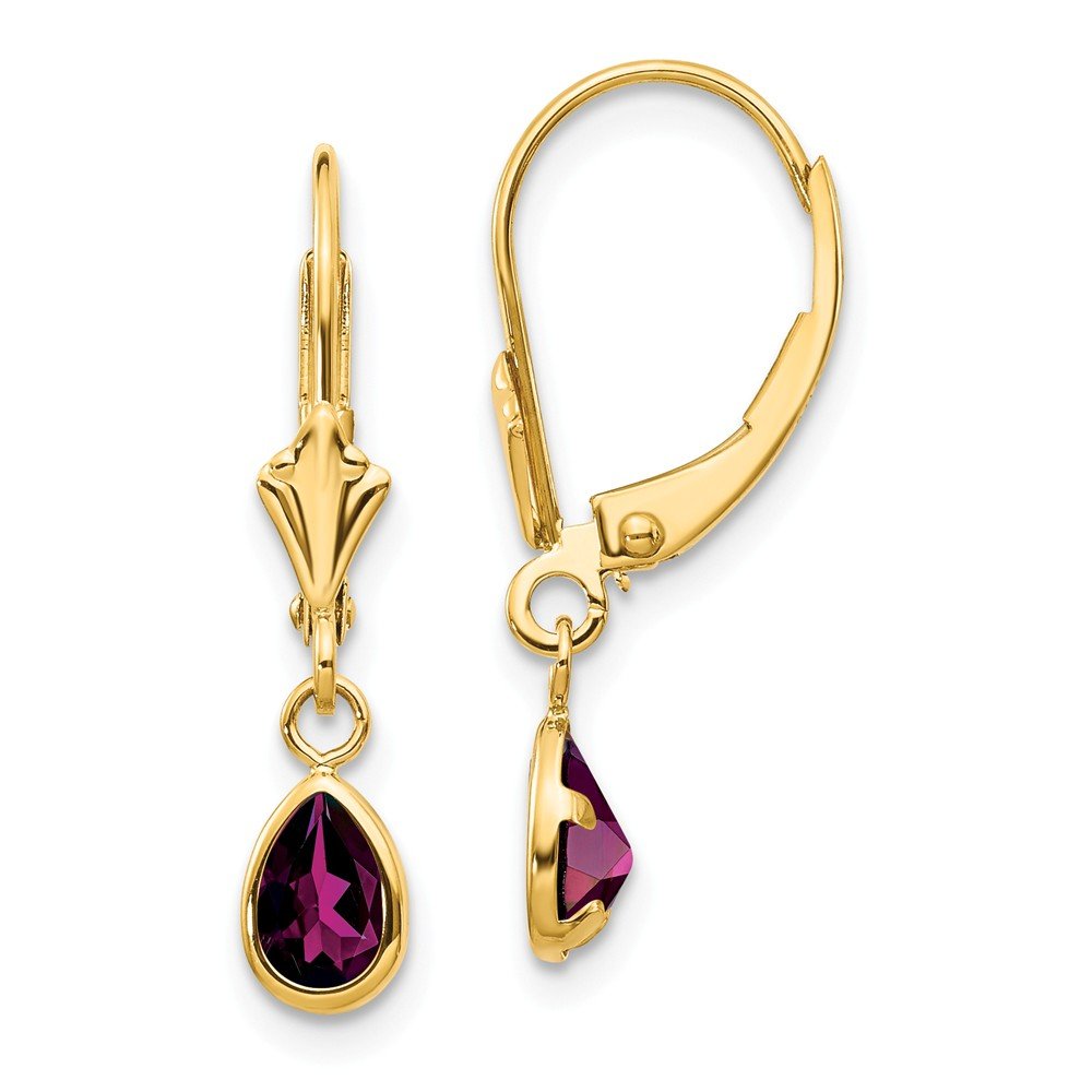 14K Yellow Gold 6x4mm Rhodolite Garnet June Birthstone Earrings - Elegant Dangle Earrings for Women, Perfect Gift for Birthday, Anniversary & Special Occasions