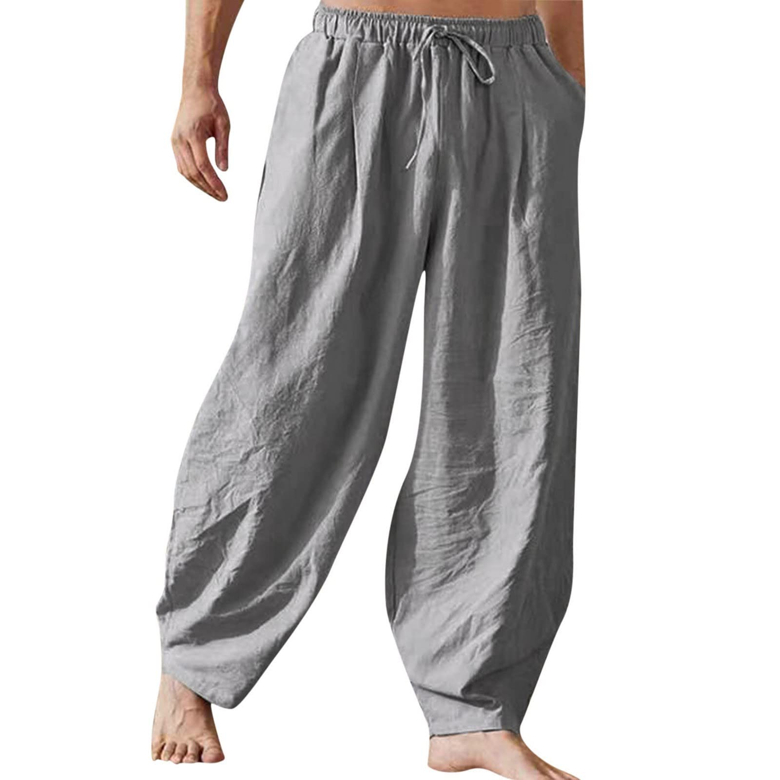 Men's Lightweight Cotton Linen Jogger Pants - Comfortable Casual Trousers for Autumn with Solid Colors | Perfect for Workout, Lounge & Everyday Wear