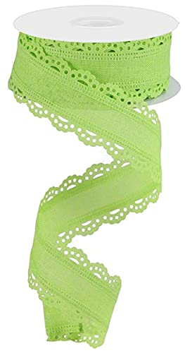 Craig Bachman 1.5 Inch Scalloped Edge Ribbon - 10 Yards Bright Green Wired Ribbon for Floral Arrangements, Gift Wrapping, Wreaths, Bows & Fabric Crafts | Perfect for DIY Projects, Wedding Decorations and Holiday Gift Packaging