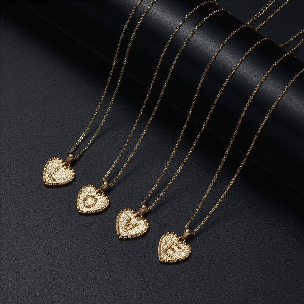 IEFSHINY 14K Gold Filled Heart Initial Necklace for Women - Personalized Dainty Alphabet Pendant, Handmade Engraved Monogram Jewelry Gift | Valentine's Day, Anniversary, Birthday Present for Her