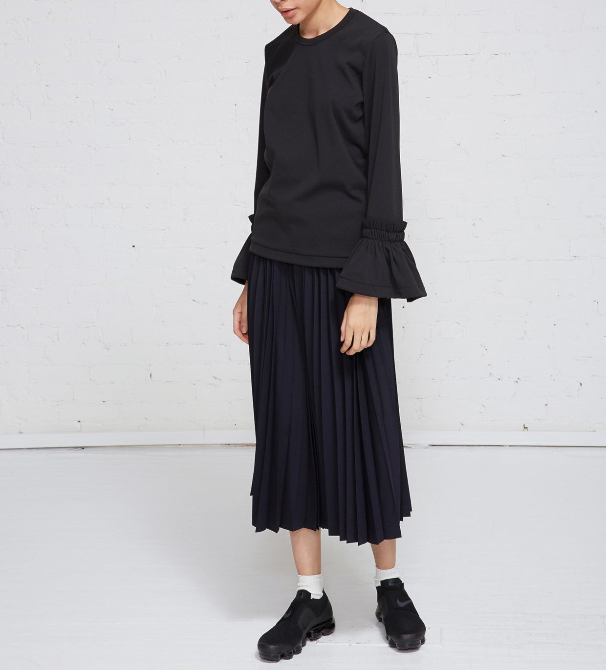 Comme des Garcons Black Ruffle Cuff Shirt for Women - Elegant Long Sleeve Blouse for Office, Party & Special Occasions