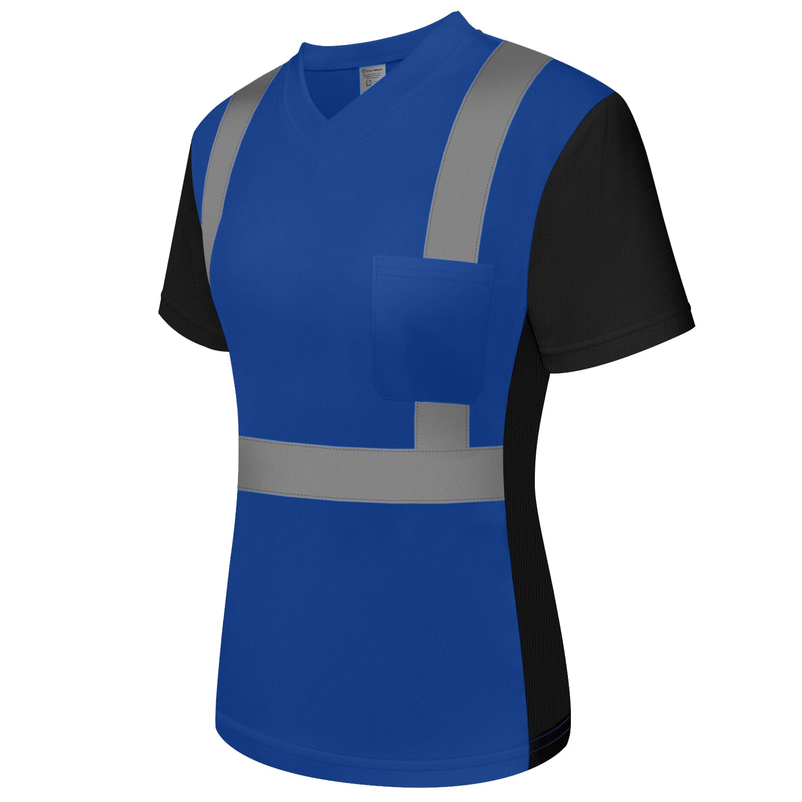 Class 3 High Visibility Blue Safety Shirts for Women - Short Sleeve Reflective Construction Work Shirts with Black Bottom, Breathable & Comfortable - UWPJ-Blue XXL - Perfect for Road Work, Night Shifts & Hazardous Job Sites
