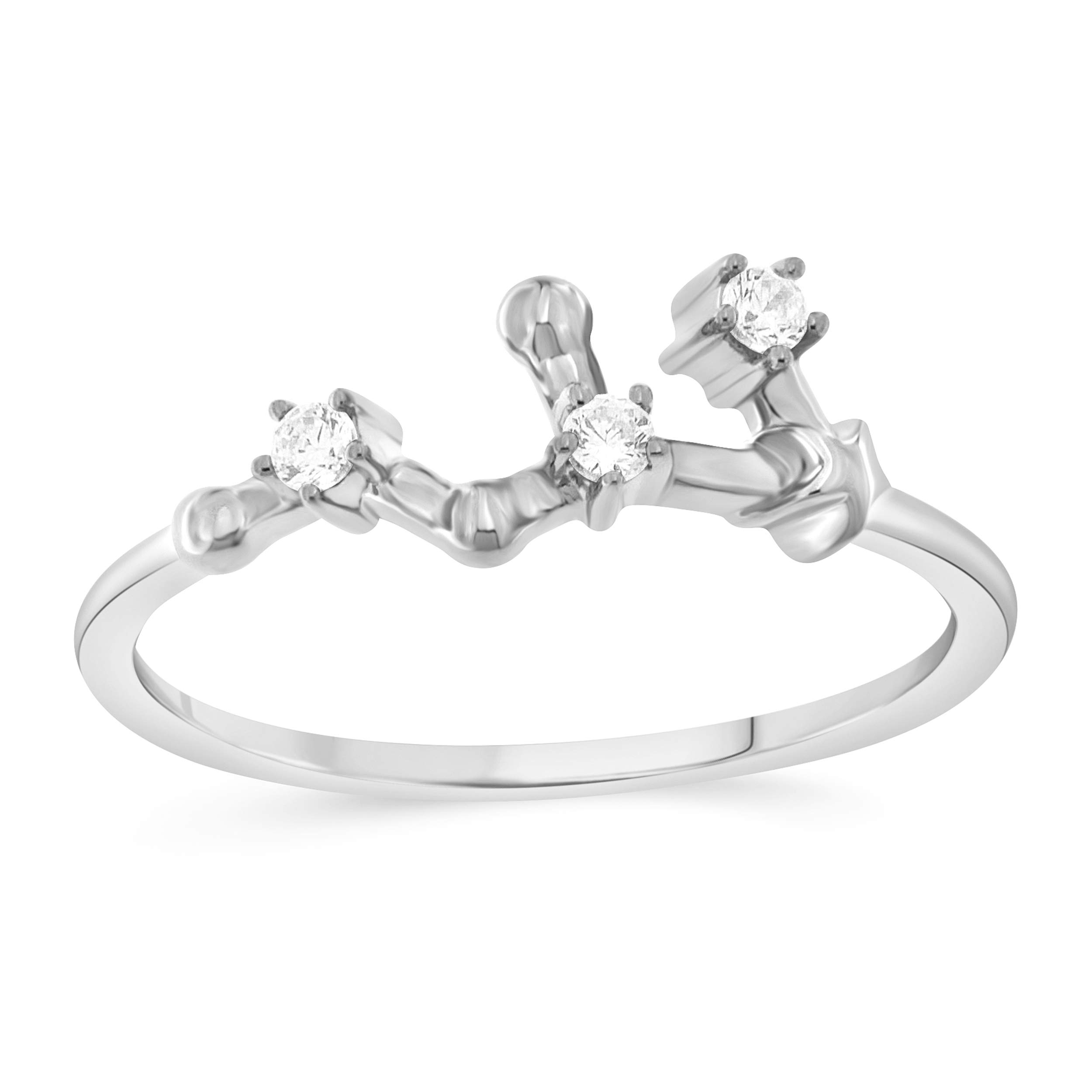 NATALIA DRAKE 1/10 Carat Diamond Celestial Star Zodiac Ring for Women - 925 Sterling Silver, H-I Color, I1-I2 Clarity - Perfect for Astrology Lovers & Horoscope Gift Giving