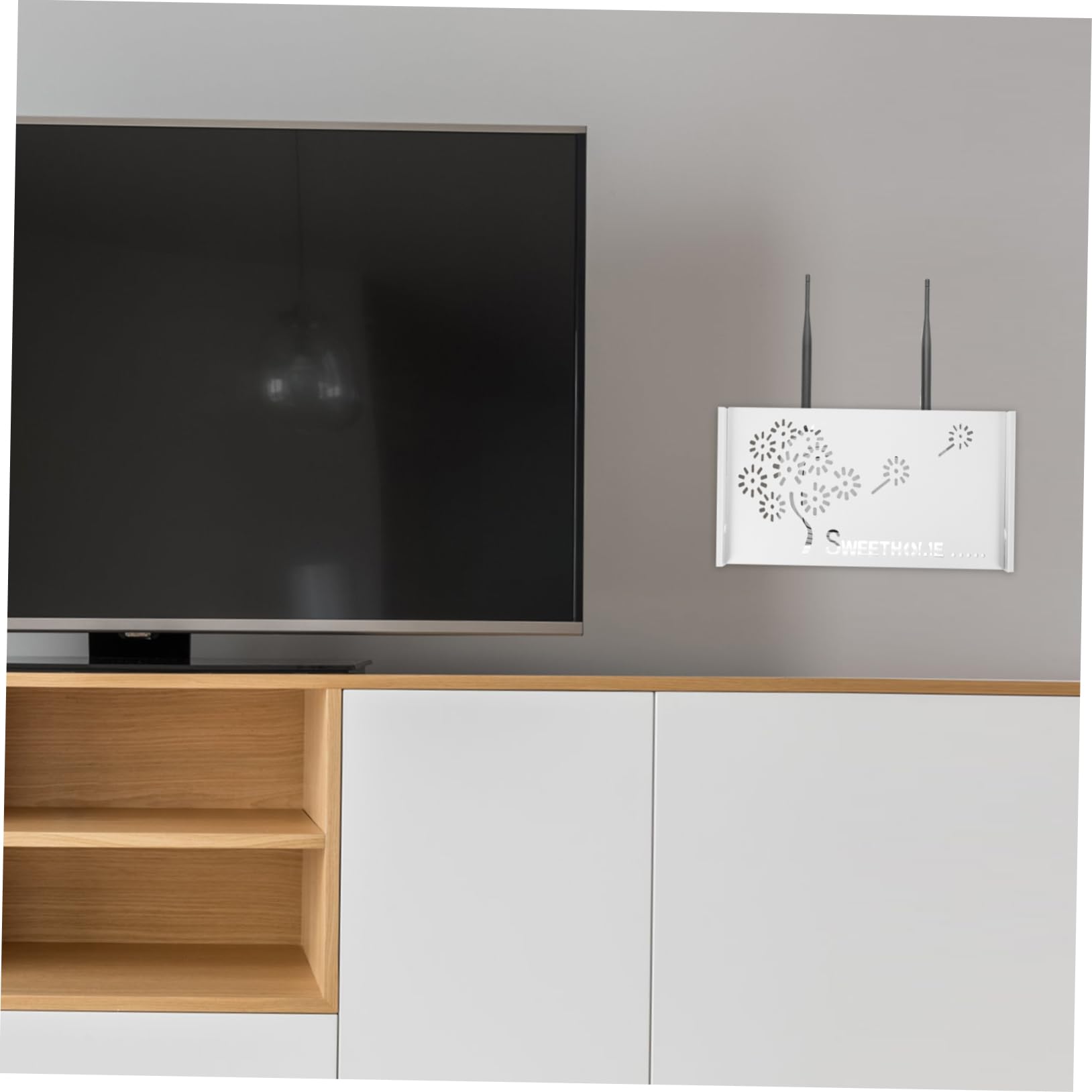 Musisaly Punch Router Mount Box - White Storage Organizer for Routers | Perfect for Bedroom, Living Room & Office Organization