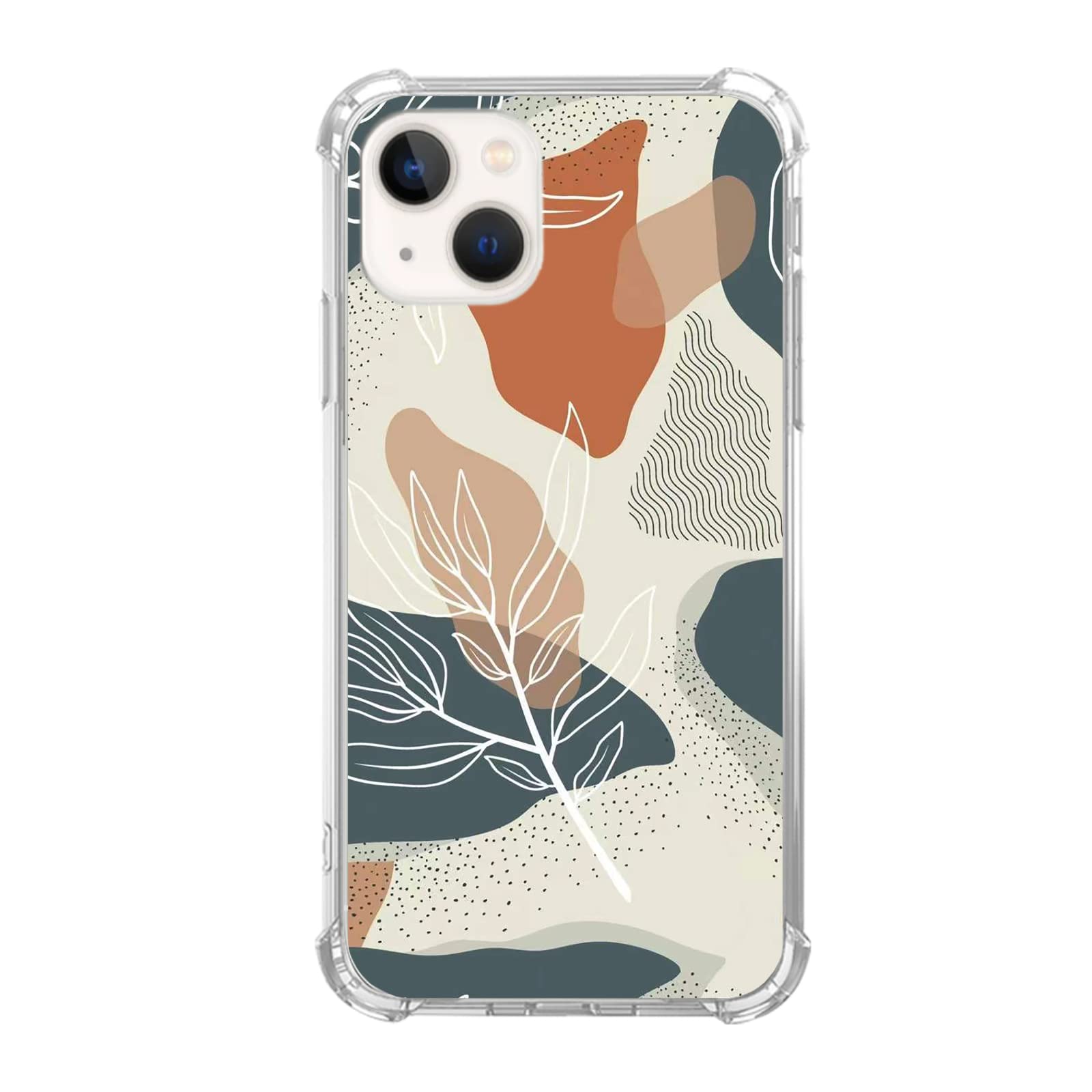 Floral Abstract Modern Art iPhone 13 Case - Boho Minimalist Botanical Phone Cover for Women & Men, Trendy Cool TPU Bumper Case - Perfect for Everyday Use, Office & Travel Protection