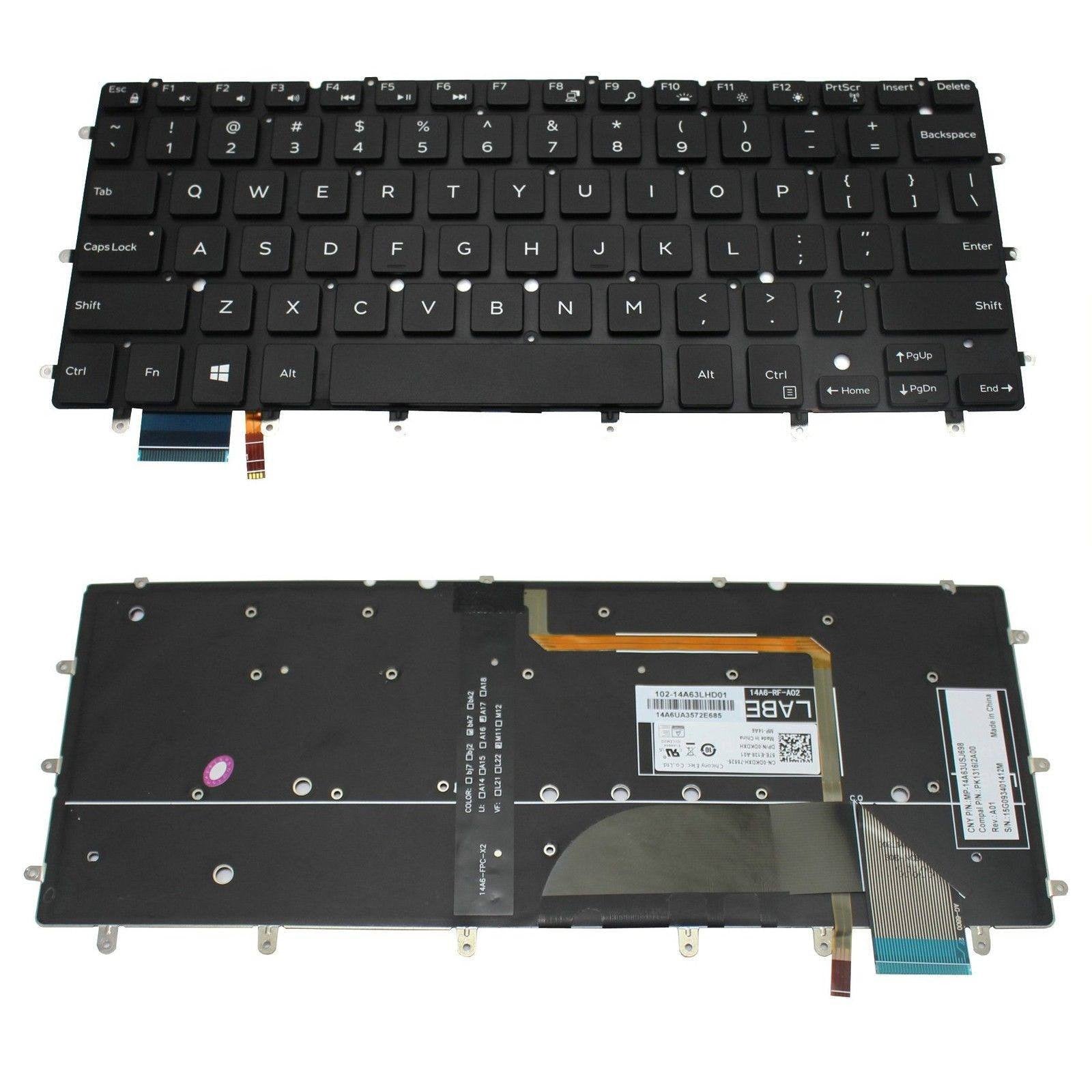 Dell XPS 13 9343 9350 9360 & Inspiron 13 7347 7348 Backlit Keyboard - English US Layout (DKDXH 4XVX6) | Compatible with P54G | Perfect for Work, Study & Gaming