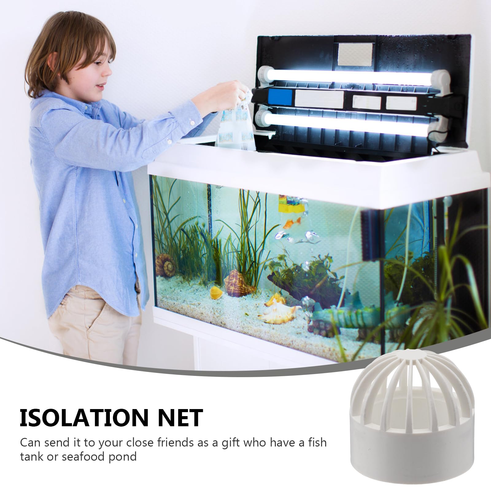 Balacoo 2 Pack Aquarium Fish Tank Guard - 1.8 Inch PVC Breathable Cap & Intake Cover with Permeable Net Strainer for Overflow Protection | Perfect for Freshwater & Saltwater Tanks, Shrimp Breeding, and Planted Aquariums
