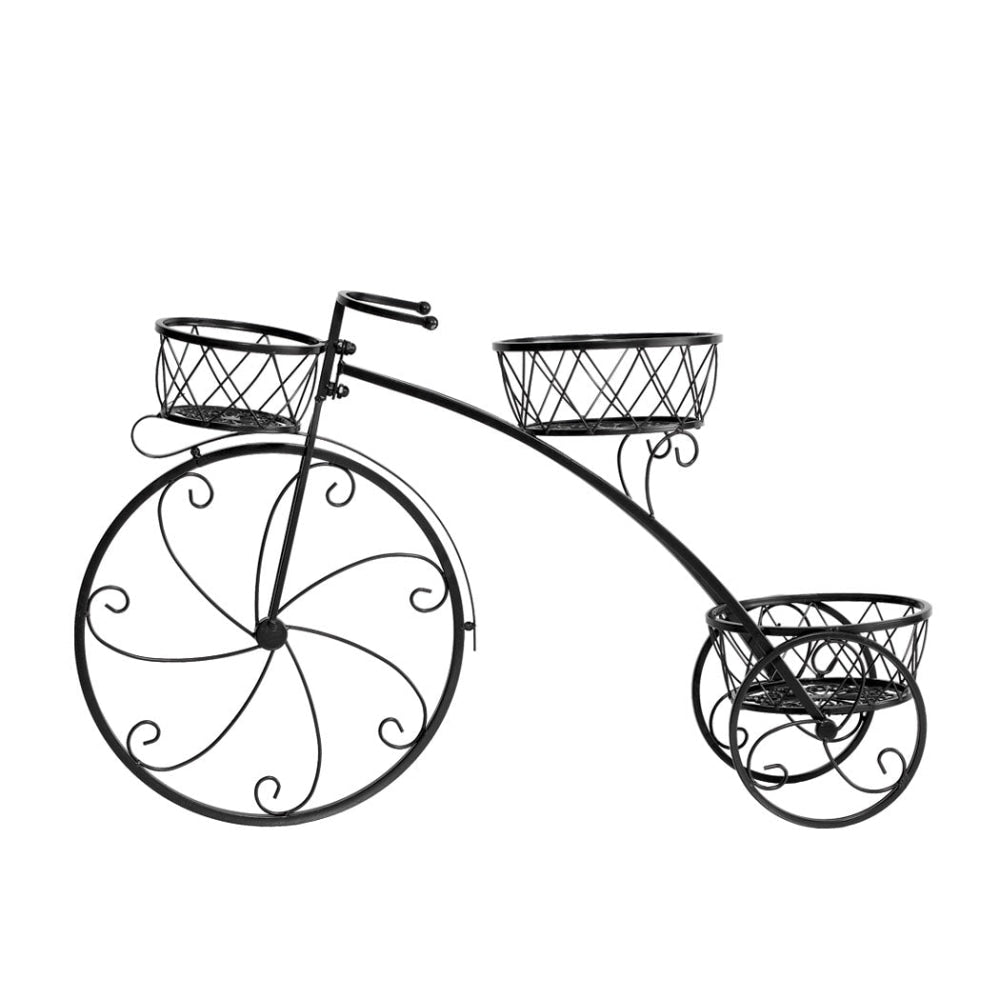 2 Pack Wrought Iron Bicycle Plant Stand - Indoor Outdoor Flower Pot Holder Rack for Garden, Patio, Balcony Decor - Perfect for Succulents, Herbs & Small Plants