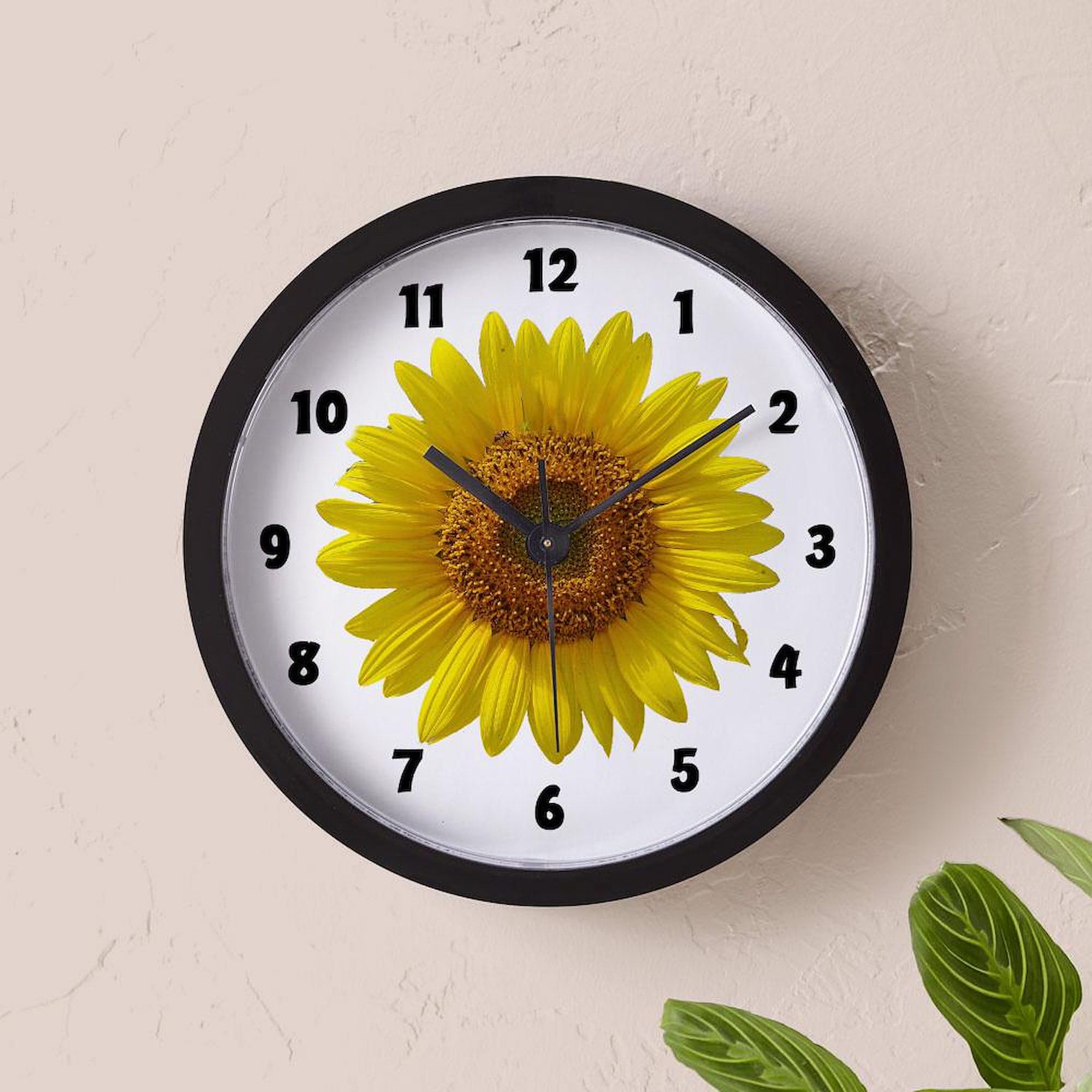 Sunflower Wall Clock 10 Inch - Decorative Silent Non-Ticking Clock for Living Room, Kitchen, Office - Perfect for Home Decor, Housewarming Gift & Farmhouse Style Interiors