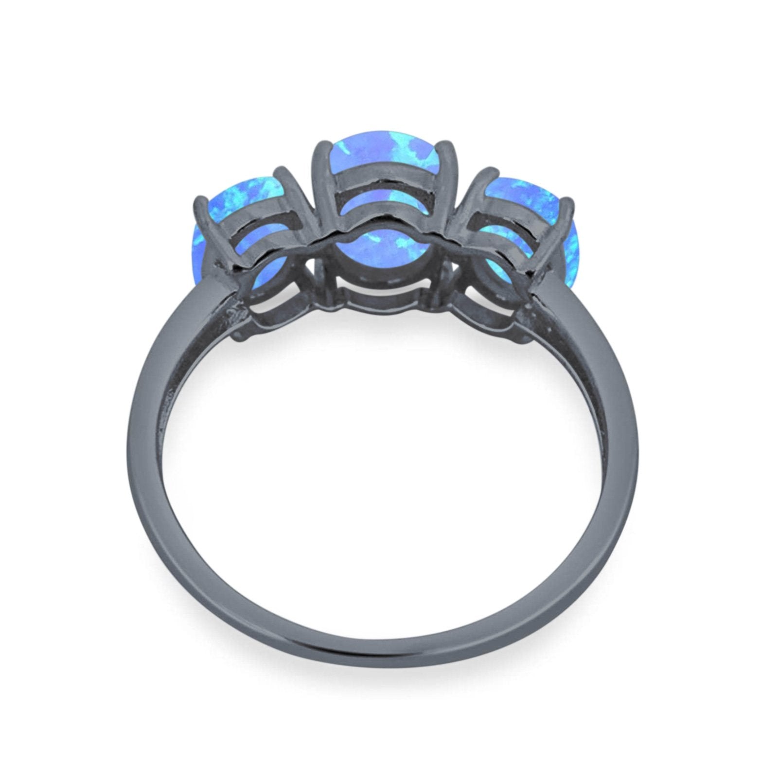 3 Stone Oval Created Opal Fashion Ring - 925 Sterling Silver Jewelry for Women - Perfect for Weddings, Parties & Everyday Wear