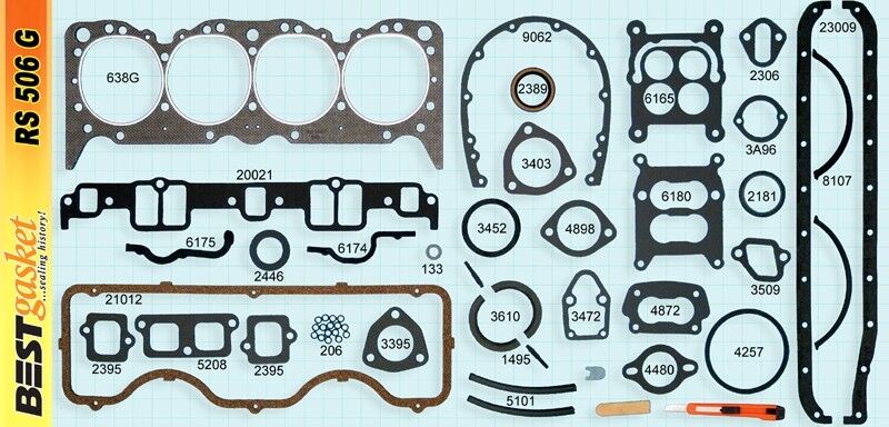 Chevy 348 Full Engine Gasket Set - Complete Cylinder Head, Intake, Exhaust & Valve Cover Gaskets for Chevy 348 Engines - Perfect for Engine Rebuilds, Repairs & Performance Upgrades
