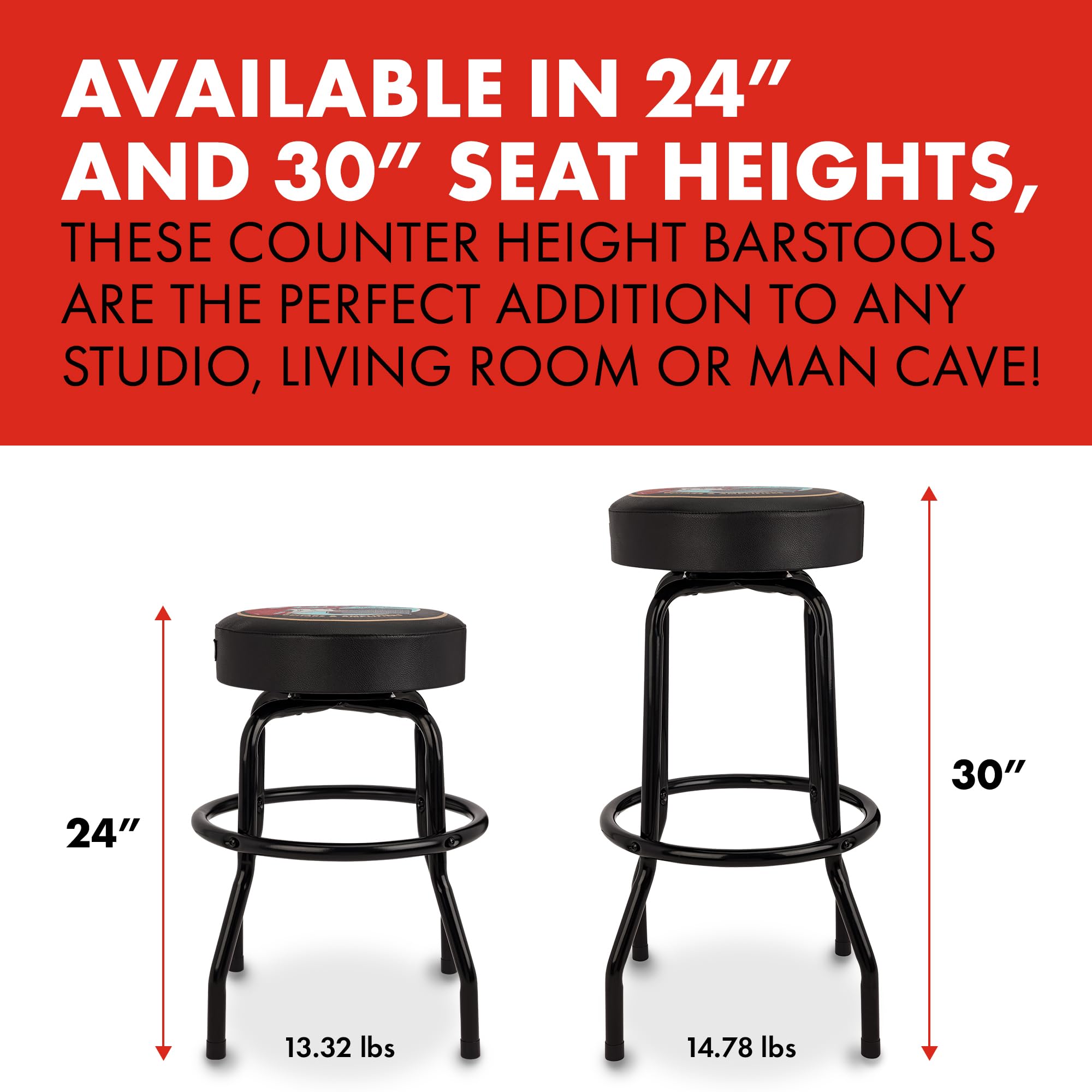 **Fender Guitars & Amps Logo Swivel Bar Stool with Guitar Picks Pouch – Perfect Gift for Musicians & Dads – 24