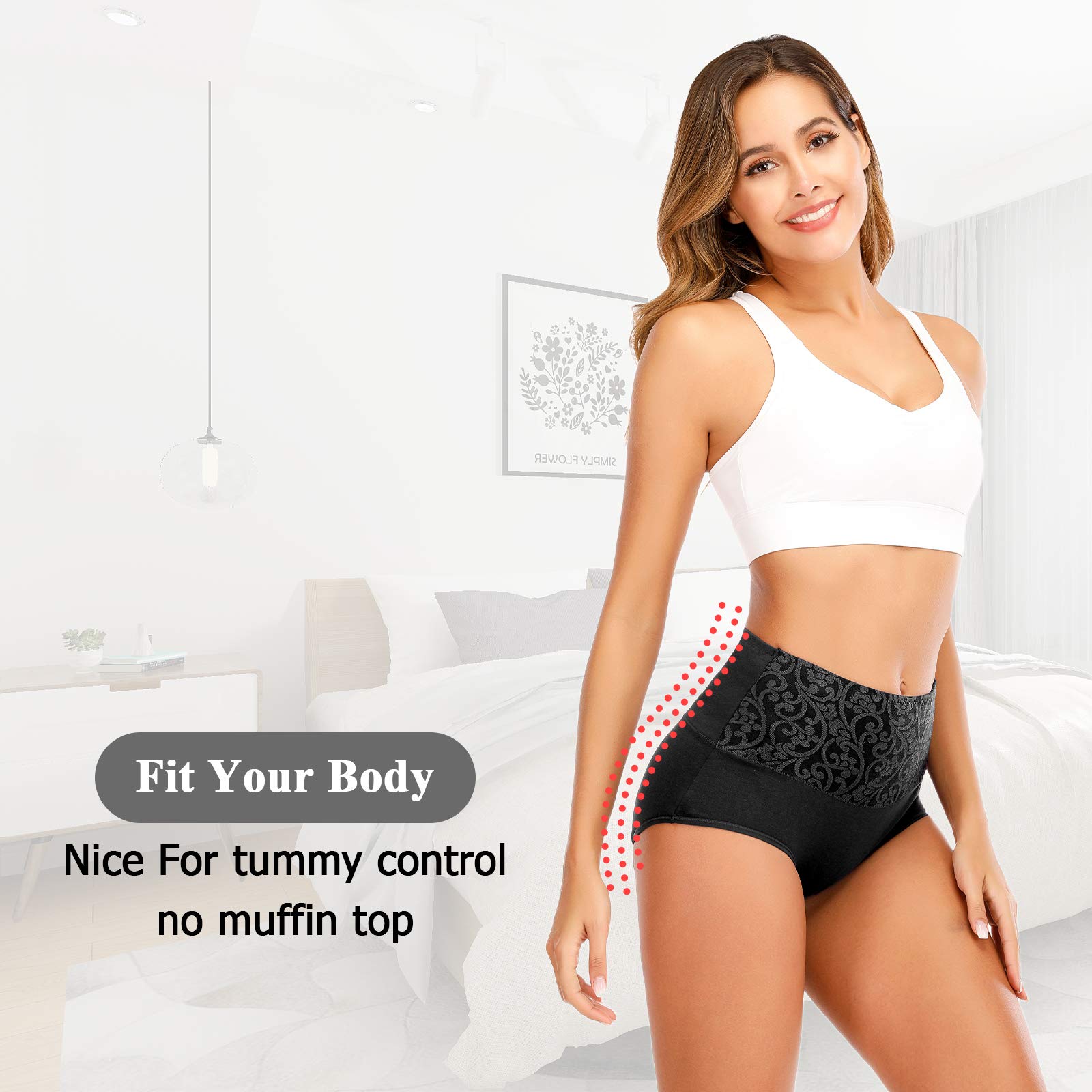 Senllori Women's Cotton High Waist Underwear - Soft Breathable Panties for Ladies, Plus Size Briefs Multipack (3/5 Pack) - Perfect for Daily Wear, Yoga & Comfortable Sleep
