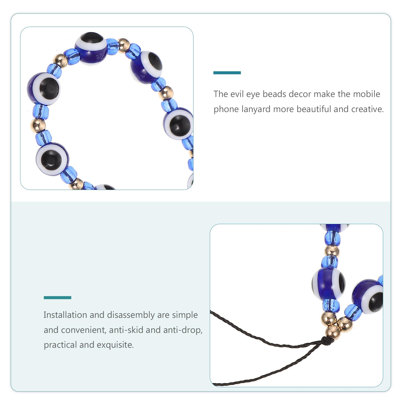 PartyKindom Cute Evil Eye Phone Charm Strap - Kawaii Phone Chain Keychain with Beads, Stylish Phone Accessories for Women & Girls, Perfect for Everyday Use, Gifts, and Travel