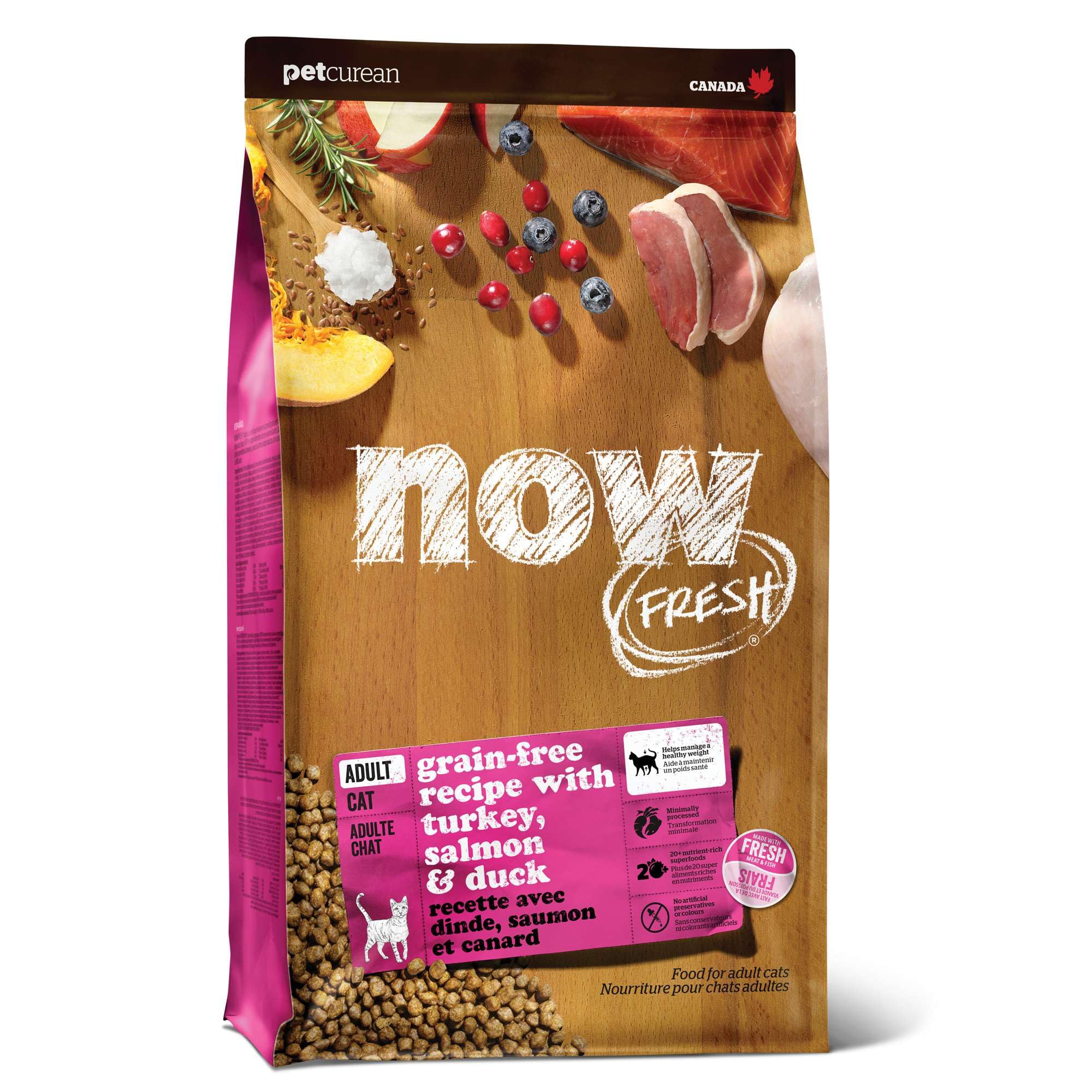 Now Fresh Grain-Free Dry Cat Food - Turkey, Salmon & Duck Recipe for Adult Cats - 16 lb Bag - High Protein Kibble with Real Meat & Fish - Perfect for Indoor & Outdoor Cats