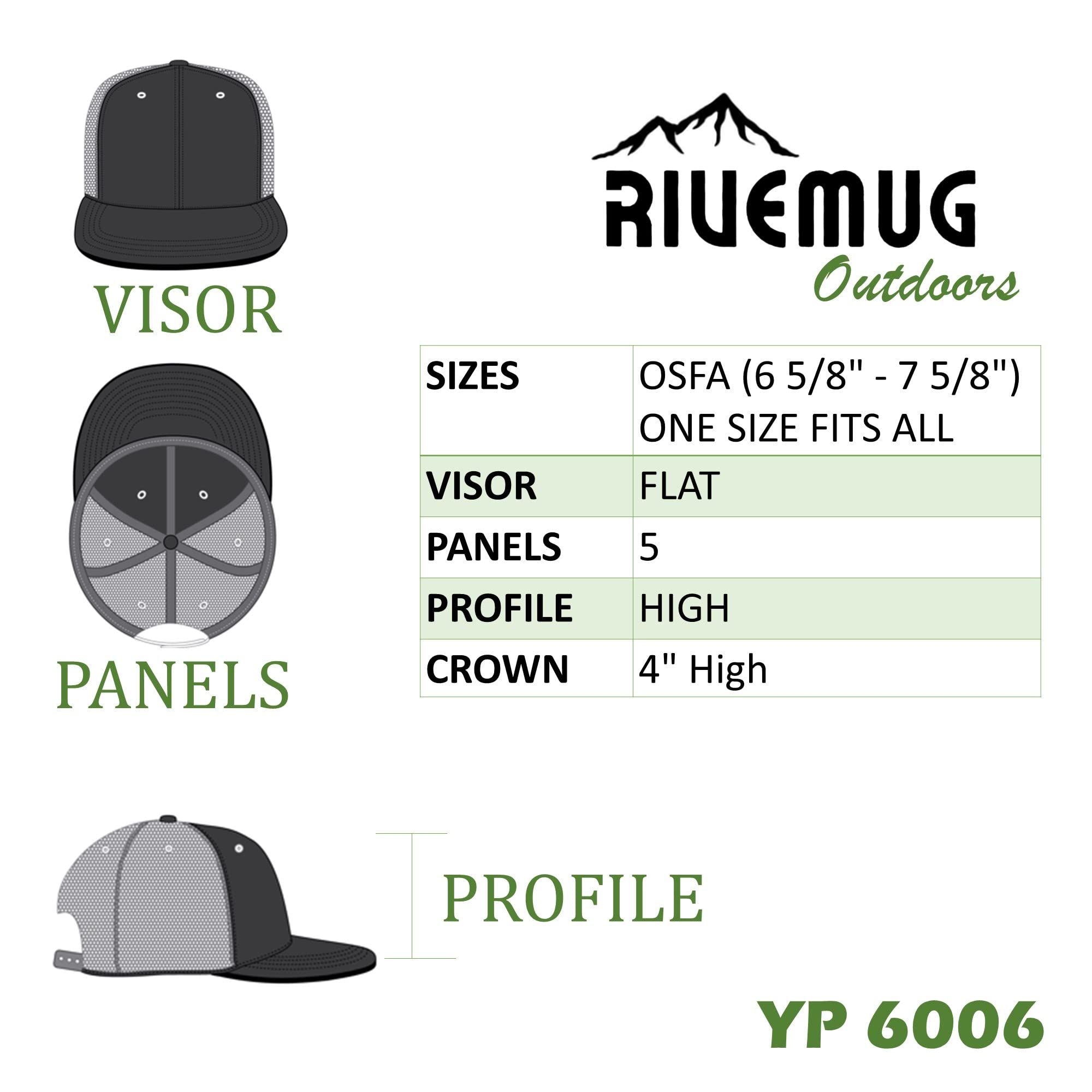 High Crown Trucker Hat Flat Bill - Embroidered Adjustable Snapback Baseball Cap for Men & Women - Perfect for Outdoor Activities, Sports & Casual Wear