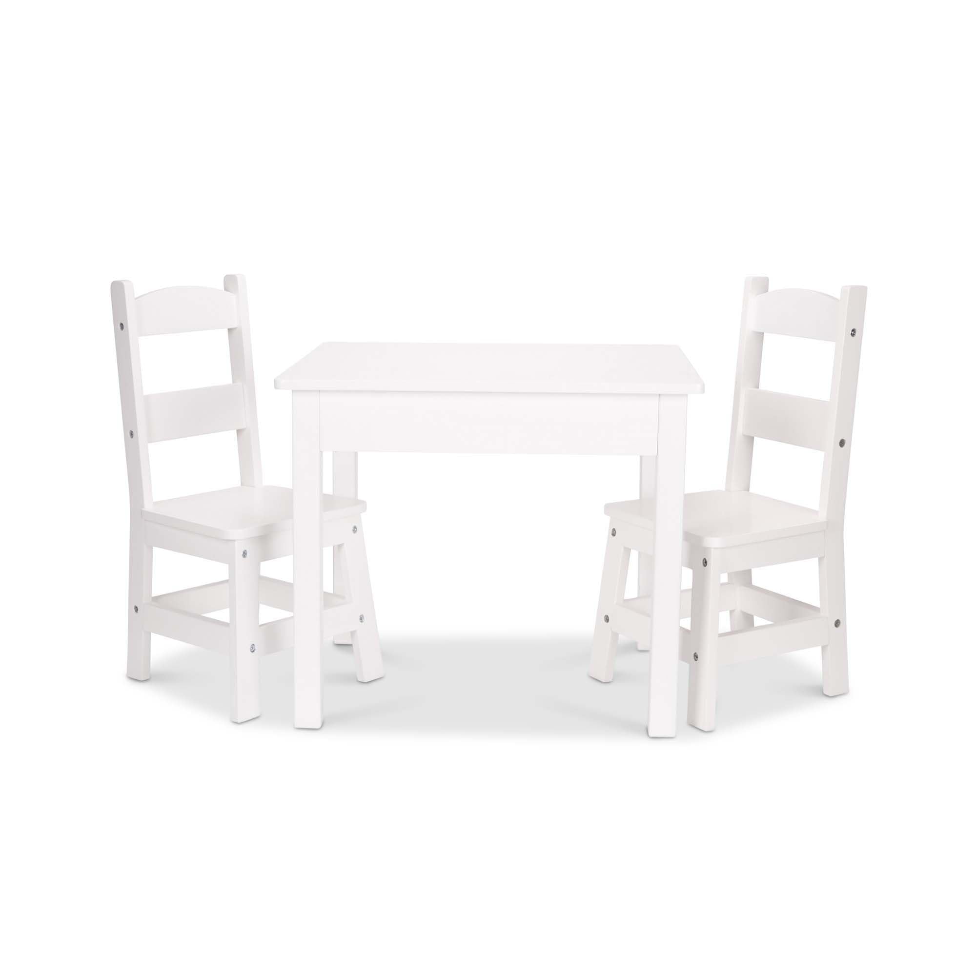 Melissa & Doug White Wooden Kids Table and Chairs Set - Durable Children's Bedroom Furniture for Playroom, Learning & Creative Activities - Perfect Gift for Boys & Girls Ages 3+ (Ideal for Arts & Crafts, Tea Parties, Homework & Pretend Play)
