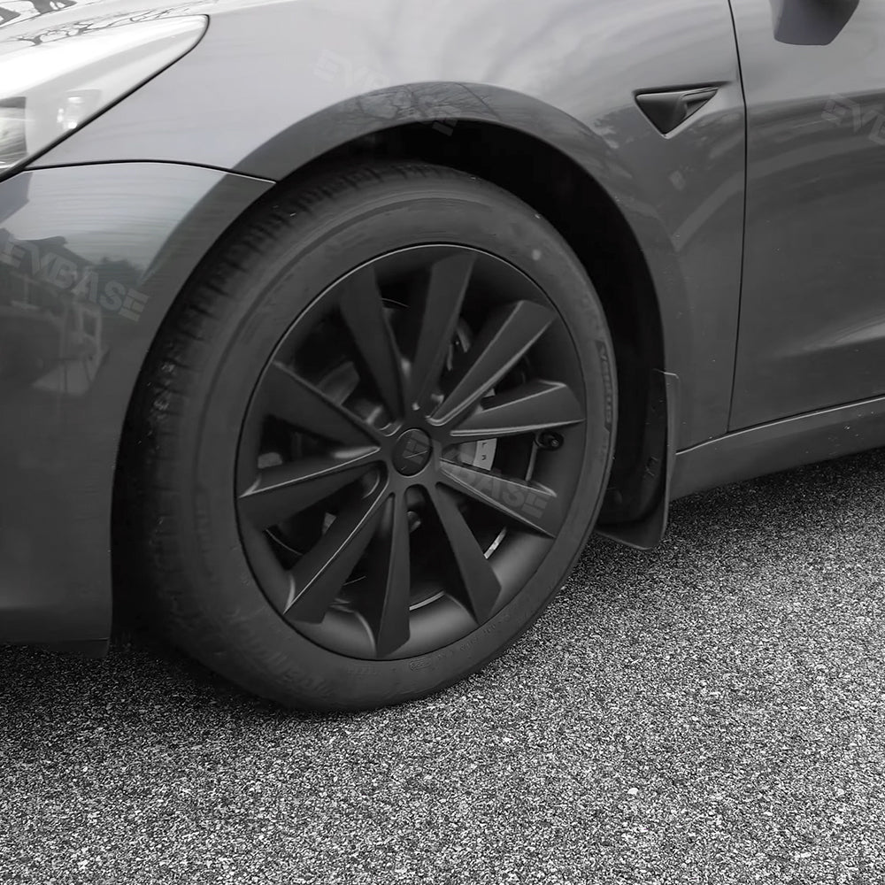 EVBASE Tesla Model 3 18 Inch Aero Wheel Covers - Matte Black Hubcaps Replacement (4PCS) for 2017-2023 Models | Enhance Style & Protect Wheels for Daily Driving & Road Trips