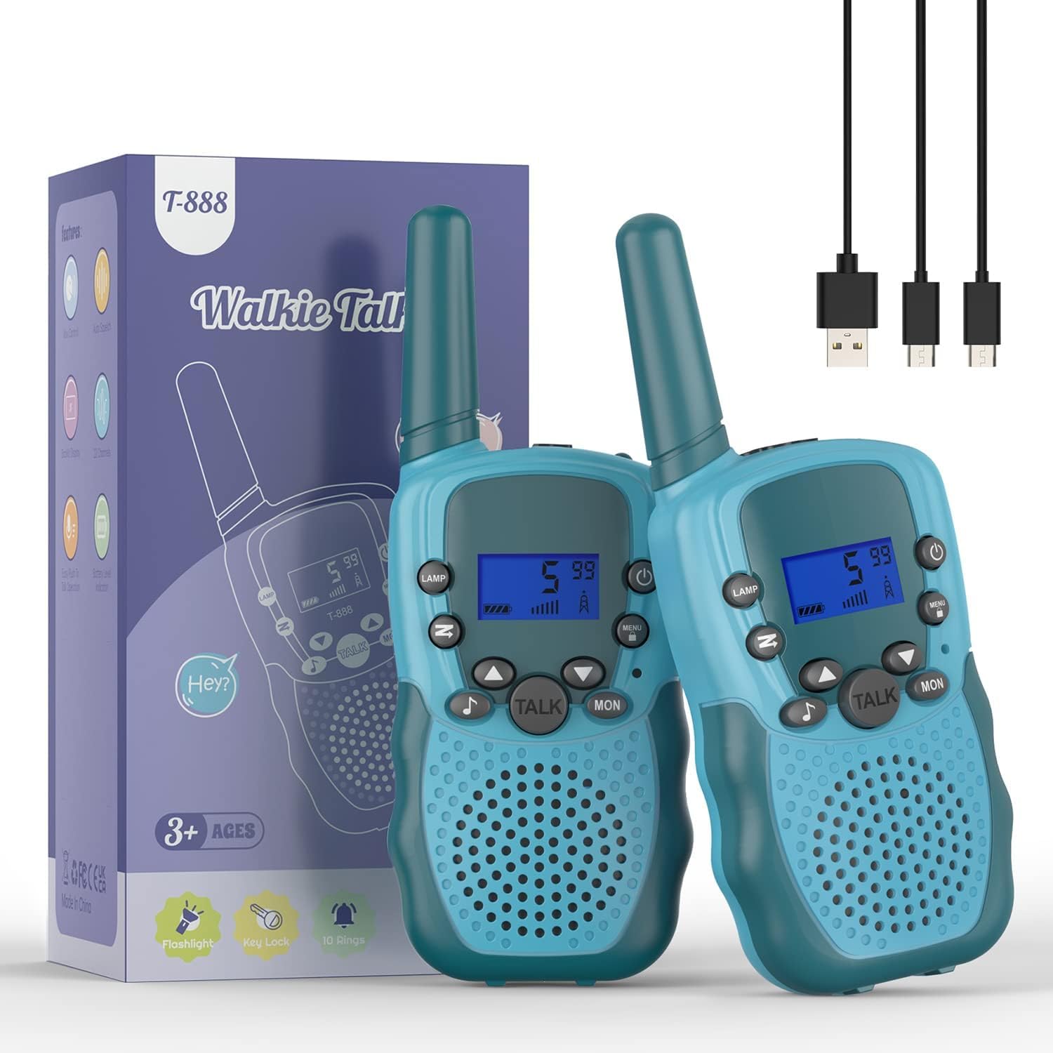 Selieve Kids Walkie Talkies - Rechargeable Long Range 22-Channel Toy for Boys & Girls Ages 3-8 | Perfect for Outdoor Adventures, Camping, Hiking & Backyard Play (Navy Blue)