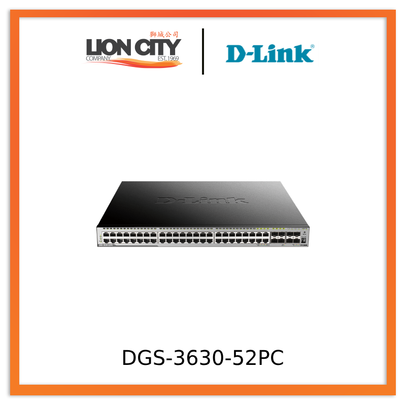 D-Link DGS-3630-52PC 52-Port Gigabit PoE+ Layer 3 Stackable Managed Switch - High Performance Network Switch for Business & Enterprise (Pre-Order) - Ideal for Office Networks, Data Centers & Smart Building Deployments