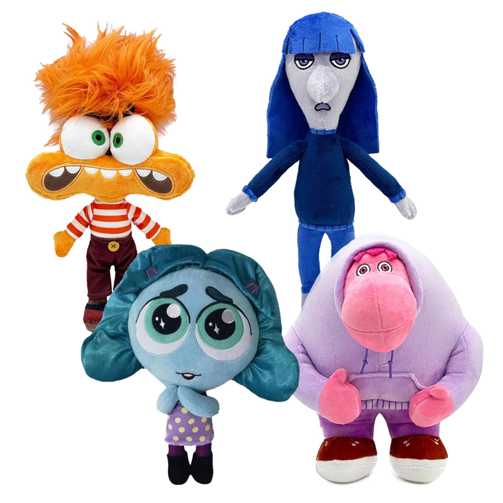 Inside Out 2 Plush Toys Set - 4PC Anxiety & Joy Stuffed Animals, Soft Pillow Plushies for Kids & Adults | Perfect Disney Pixar Movie Gift for Birthday, Christmas & Collectors | Cuddly Home Decor & Emotional Support Companion