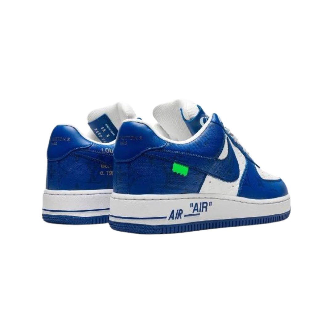 Authentic Louis Vuitton x Off-White Air Force 1 Low Sneakers Royal Blue & White by Virgil Abloh - Limited Edition Luxury Streetwear for Men's Fashion & Sneaker Collectors