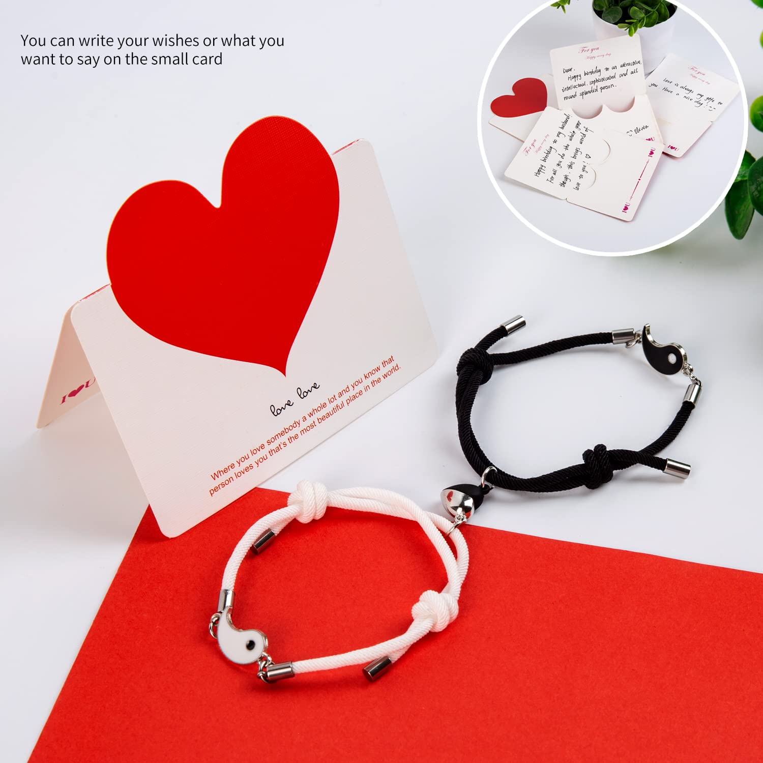 Magnetic Couple Bracelets Set for Women & Men - Matching Love Bracelets with Pendant, Romantic Gift for Couples, Friendship & Parent-Child Bonding - Perfect for Anniversaries, Valentine's Day & Special Occasions