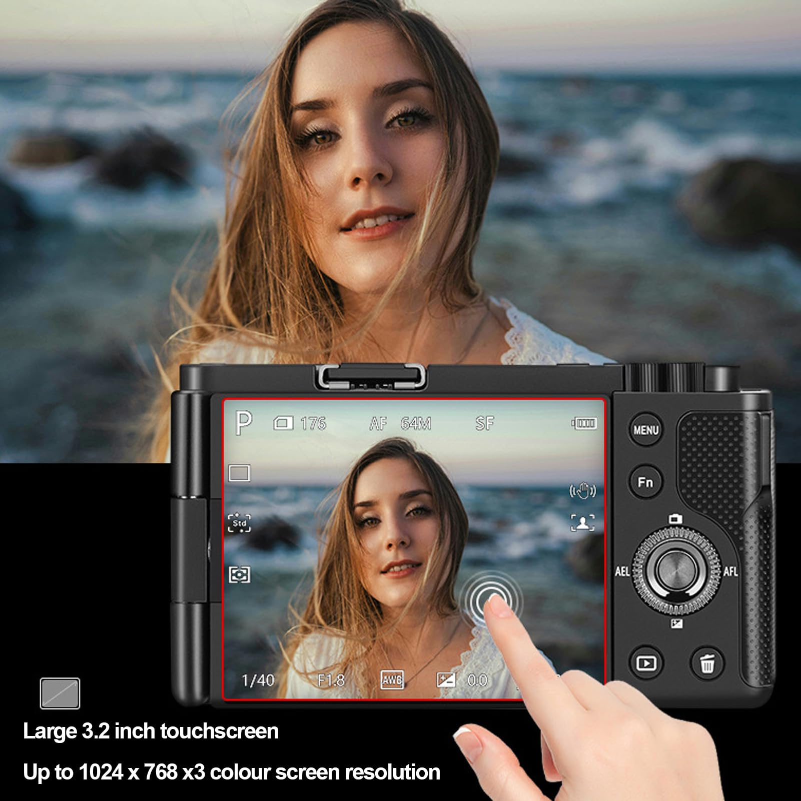 5K Digital Camera 64MP WiFi Vlogging Camera with Autofocus, 12X Optical Zoom, WDR Stabilization & 3.2