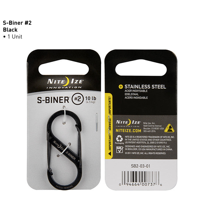 Nite Ize S-Biner Stainless Steel Carabiner Clip #2 - Heavy Duty Keychain Hook for Outdoor Gear, Keys, Backpacks & Dog Leashes