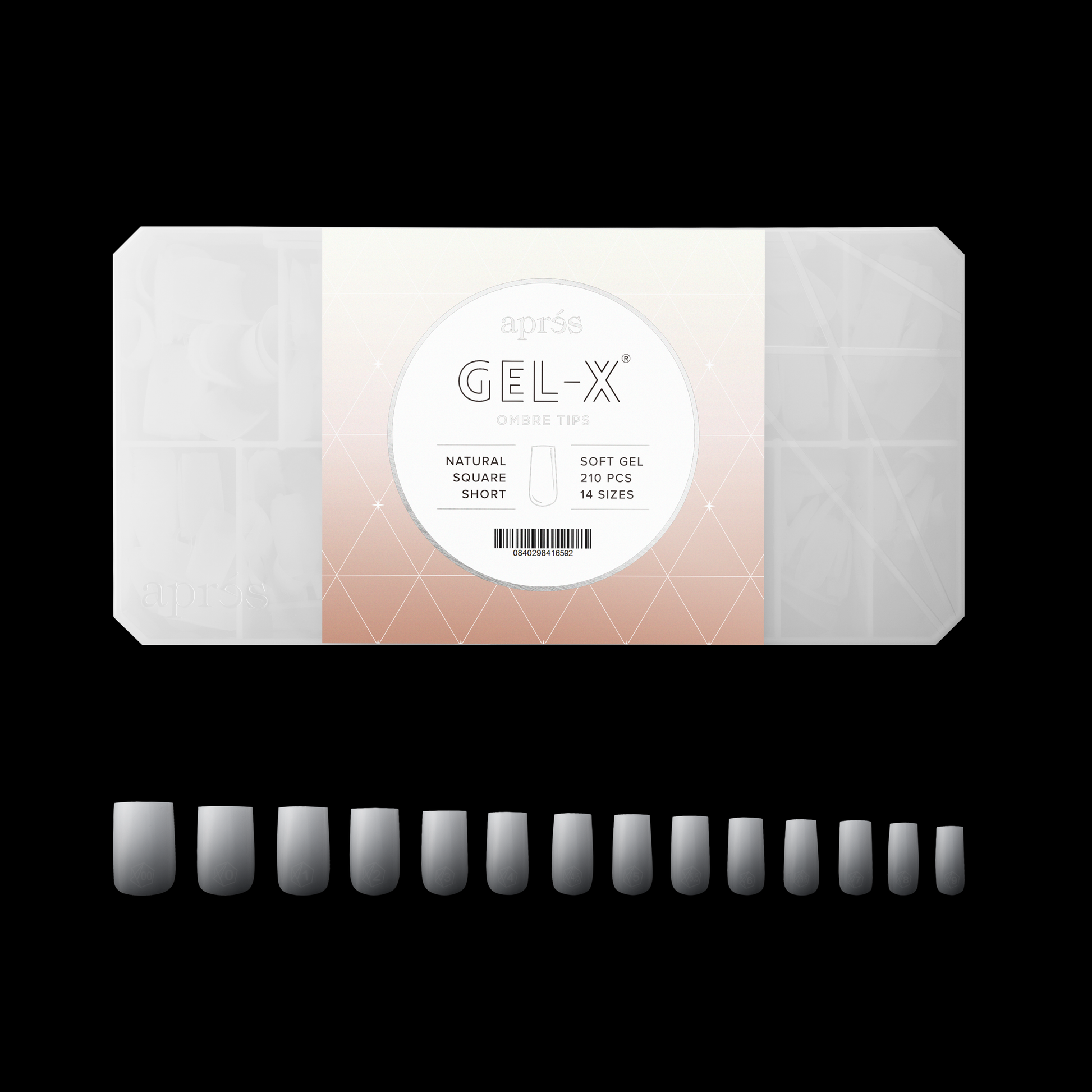 Apres Gel X Ombre Nail Tips (210pc) - Natural Short Square Press On Nails for Easy DIY Manicure at Home, Salon, or Travel