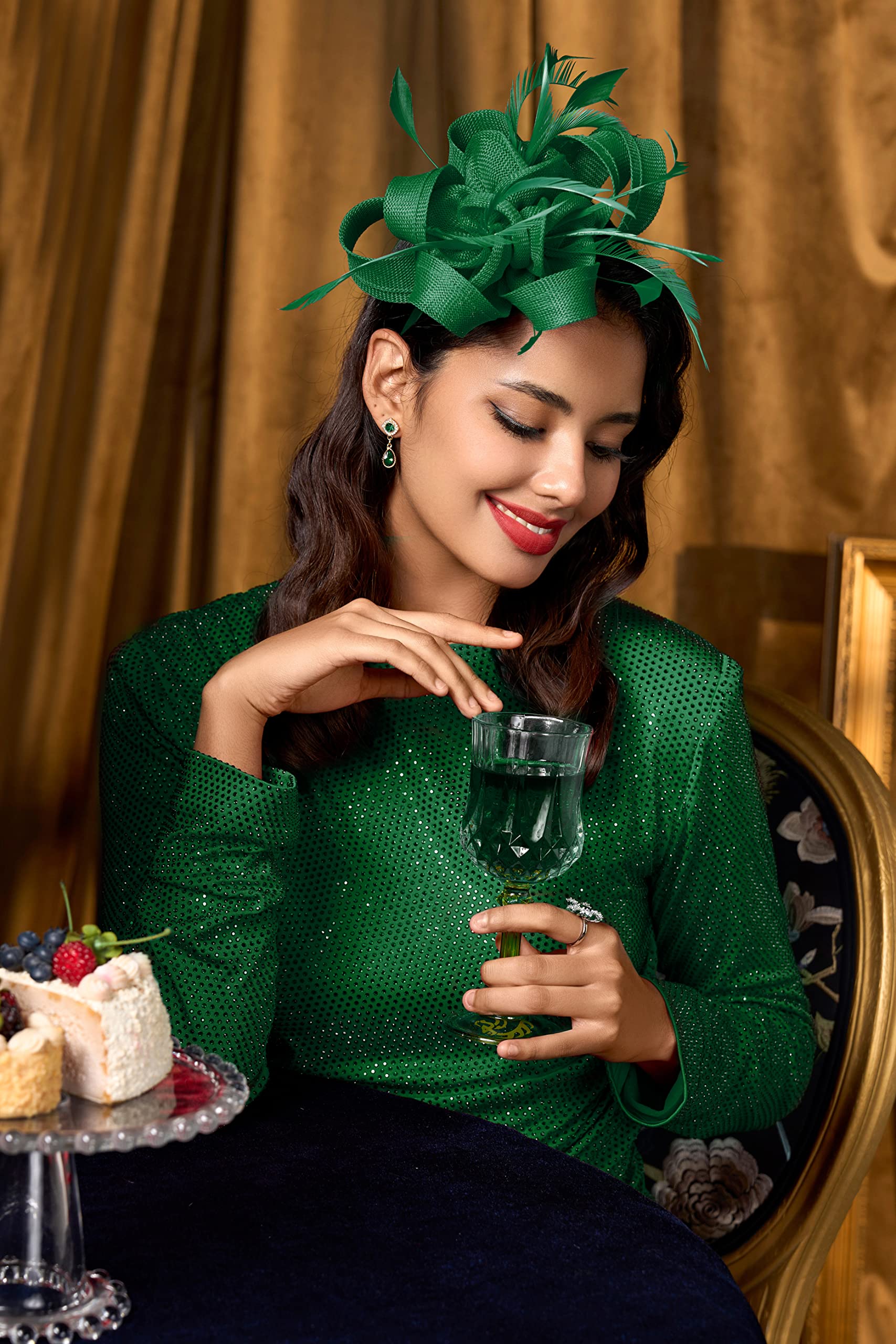Elegant Women's Fascinator Hats with Feathers & Ribbon - Derby Tea Party Headwear for Weddings, Kentucky Events & Special Occasions | Perfect for Bridal Showers, Garden Parties & Royal Ascot Races