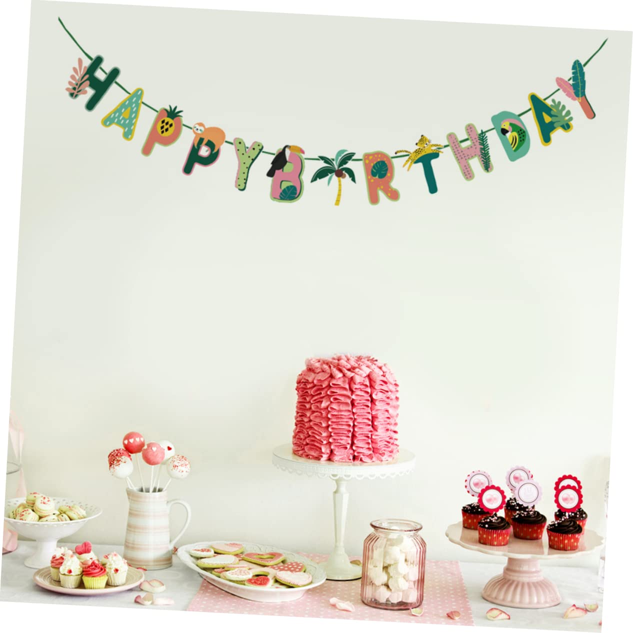Hawaiian Party Banner - Tropical Luau Birthday Bunting Garland with Palm Leaves & Flowers - Perfect for Summer Beach Parties, Baby Showers & Backyard Decorations