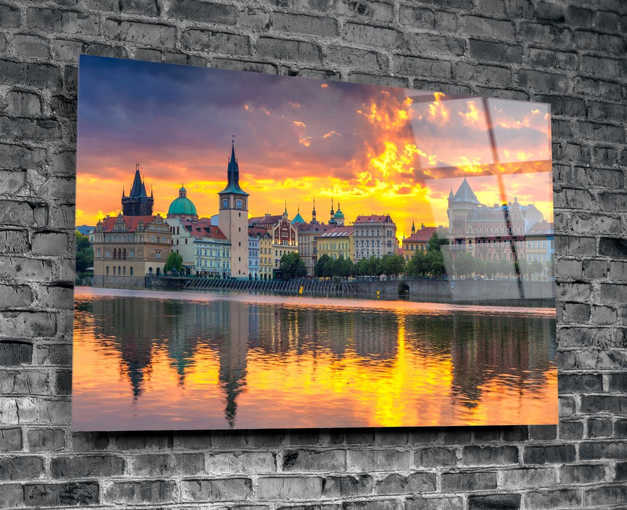Sunset Prague Wall Art Print - Stunning Cityscape Canvas Painting for Home & Office Decor - Perfect for Living Room, Bedroom, or Gift