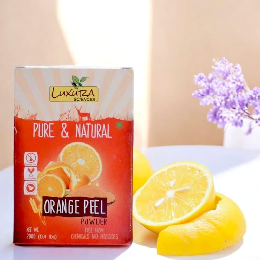 Luxura Sciences Brightening Orange Peel Face Mask - 200g Exfoliating & Hydrating Facial Treatment for Glowing Skin | Perfect for Acne, Blackheads & Dullness