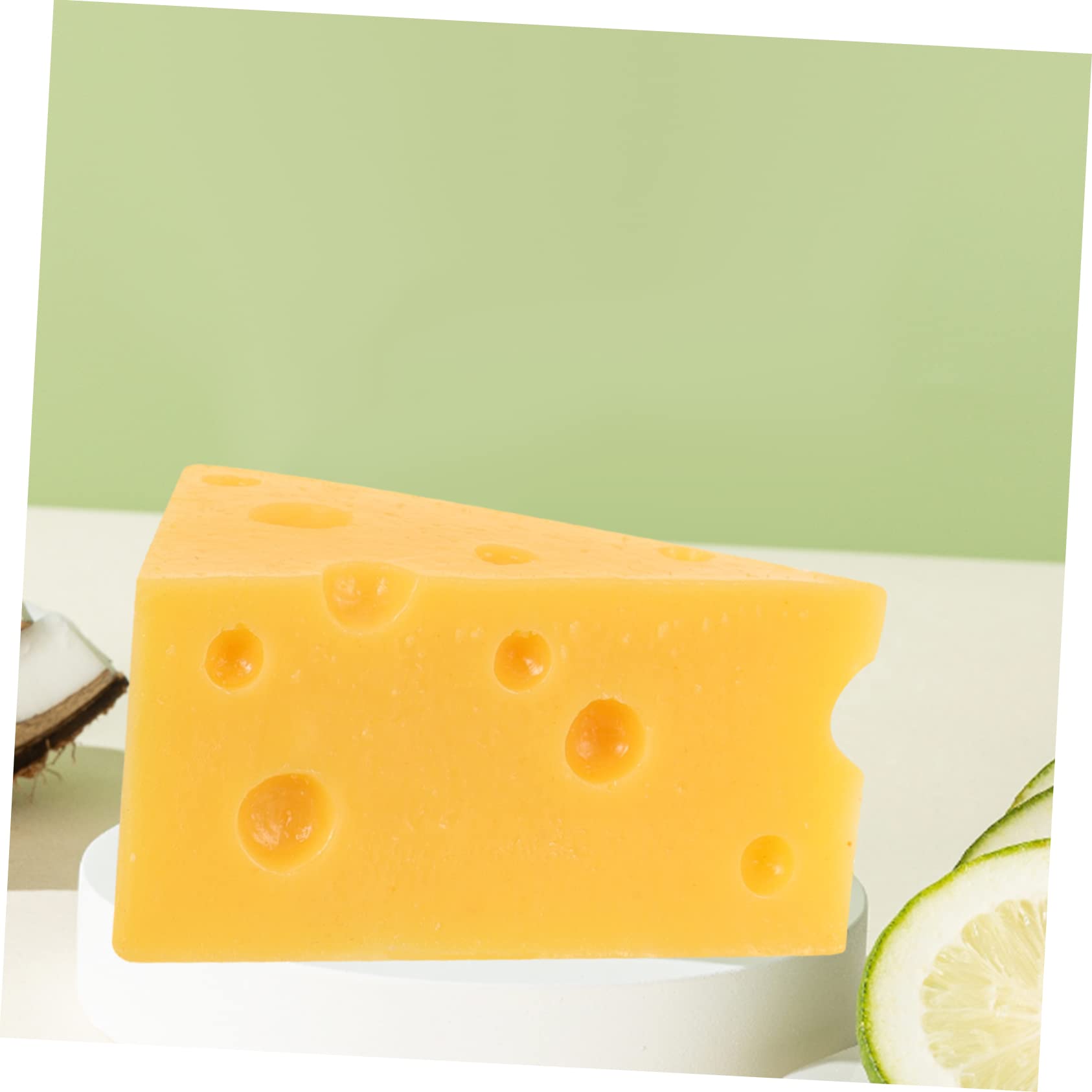 Mobestech 4pcs Realistic Simulation Cheese Model - Fake Cheese Toys for Kids, Pretend Play Food, Cake Display Prop, Artificial Dessert Decor, Perfect for Play Kitchen, Party Decor, and Educational Activities