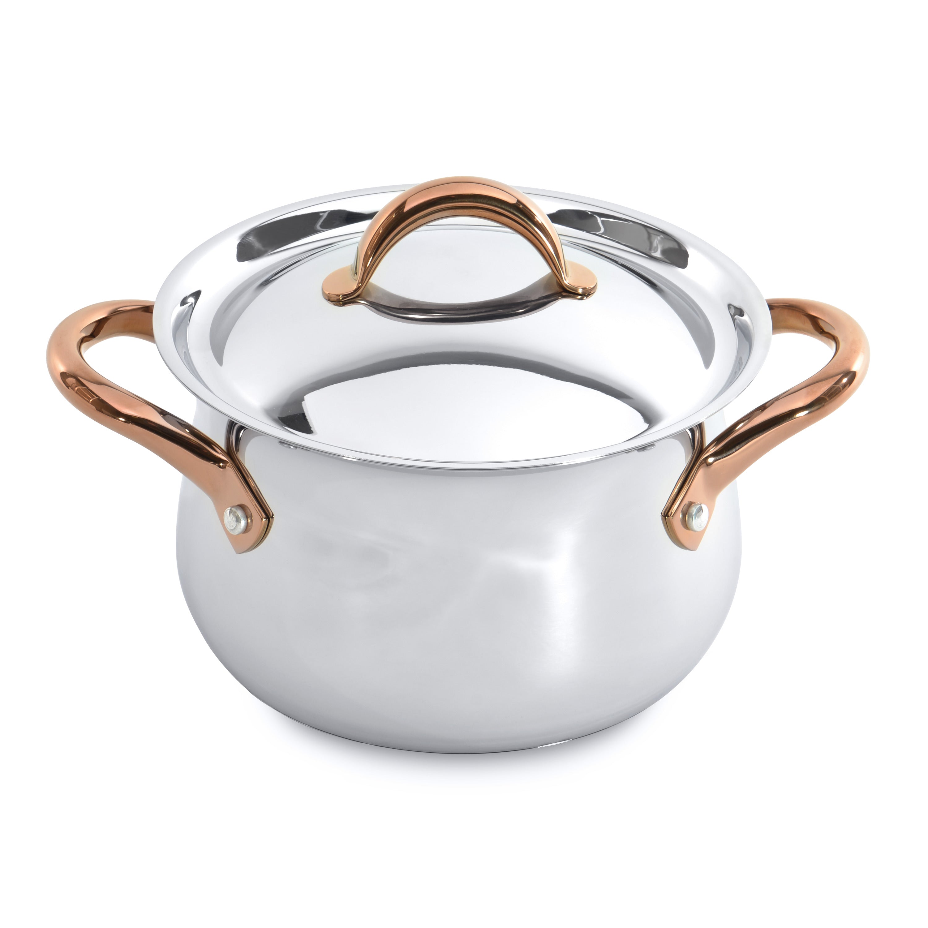 BergHOFF Ouro Gold 17-Piece 18/10 Stainless Steel Cookware Set with Stainless Steel Lids - Premium Kitchen Cookware for Professional Chefs & Home Cooking