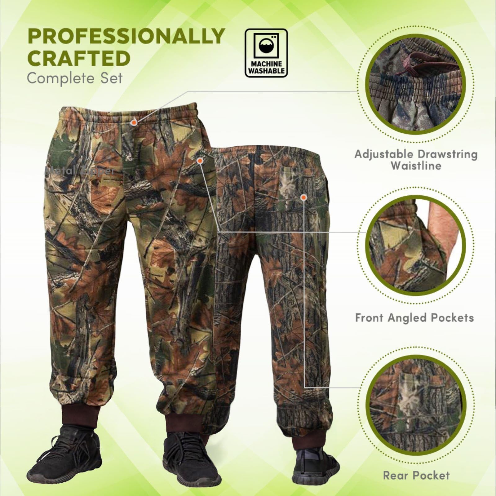 **Treel Boys Camo Jogger Sweatpants - Mossy Oak Pull-On Athletic Pants for Outdoor Play, Hiking & Casual Wear**