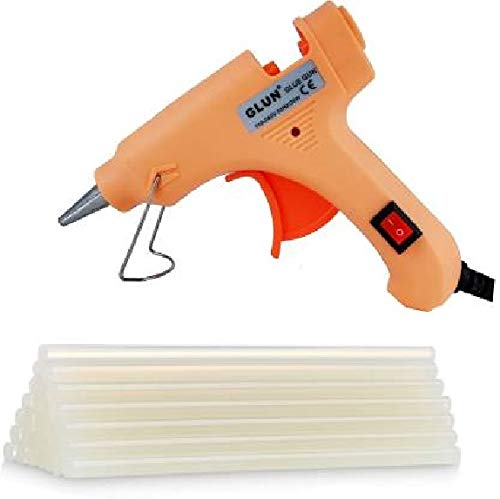 20W 7MM Hot Melt Glue Gun with ON/OFF Switch & LED Indicator - Includes 10 Free Transparent Glue Sticks - Perfect for DIY Crafts, Home Repairs, and Woodworking Projects