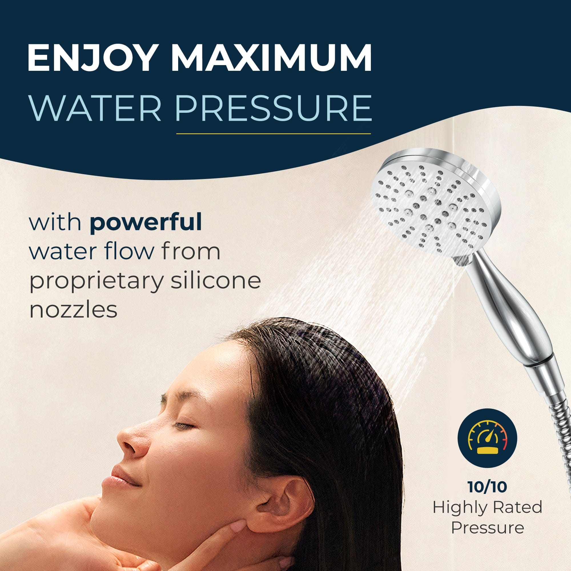 Premium All-Metal Low Flow 3-Spray Handheld Shower Head Set - 1.8 GPM Water Saving Showerhead for Bathroom, Spa & RV Use