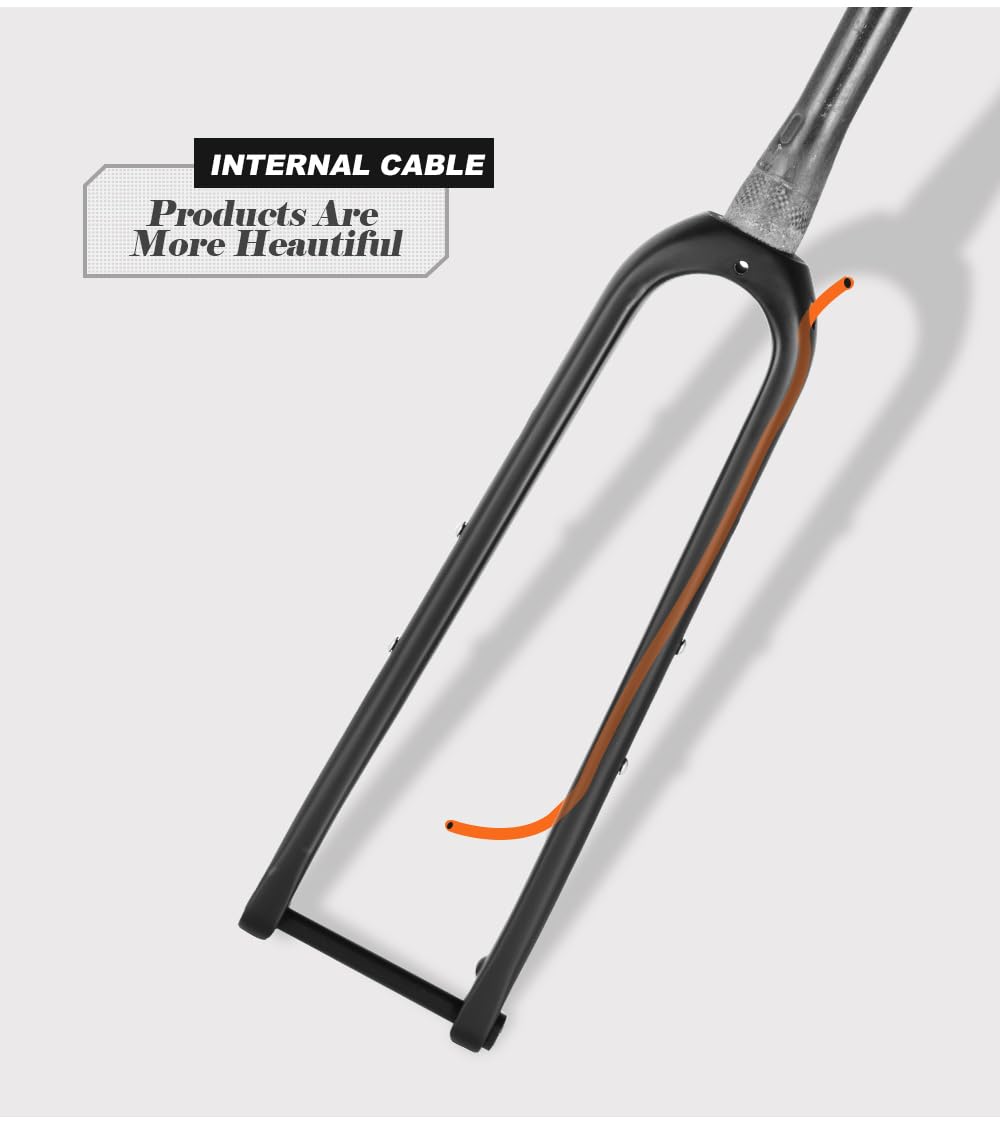 Premium Full Carbon Fiber Gravel Bike Fork - 28.6mm Disc Brake Compatible, 700x45C Thru Axle (12x100mm), V-Brake Ready - Ideal for Road Cycling, Adventure Racing & Bikepacking