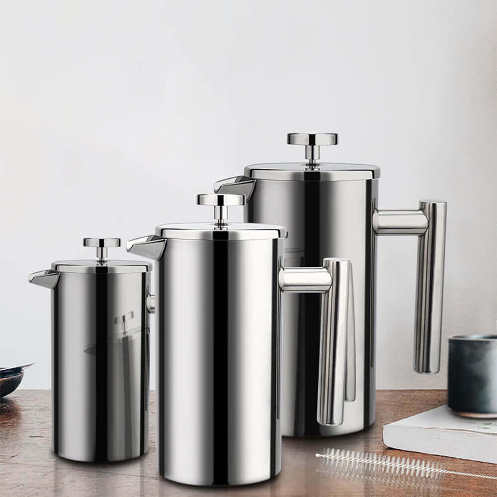 Premium Jaxton Stainless Steel French Press Coffee Maker - 34oz Double-Wall Insulated for Hotter & Longer Lasting Coffee - Perfect for Home, Office, Camping & Gifts