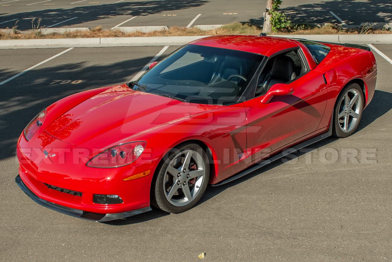 2005-2013 Chevrolet Corvette C6 Base & ZR1 Style Front Bumper Lower Lip Splitter - ABS Plastic Hydro-Dipped Carbon Fiber | Aerodynamic Upgrade for Enhanced Performance & Aggressive Look | Perfect for Car Shows, Racing & Street Style