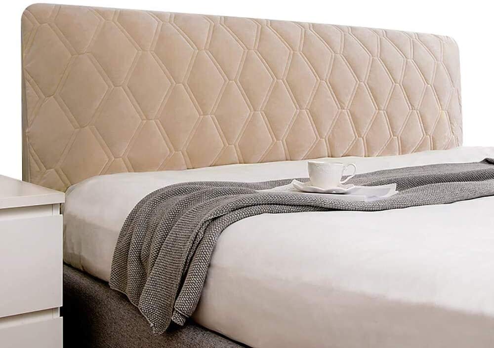 SOORCKBAKT Stretchable Headboard Slipcover for King/Queen/Twin Beds - Dustproof & Protective Bed Headboard Cover in Champagne (47inch/120cm) - Perfect for Bedroom Decor & Home Staging